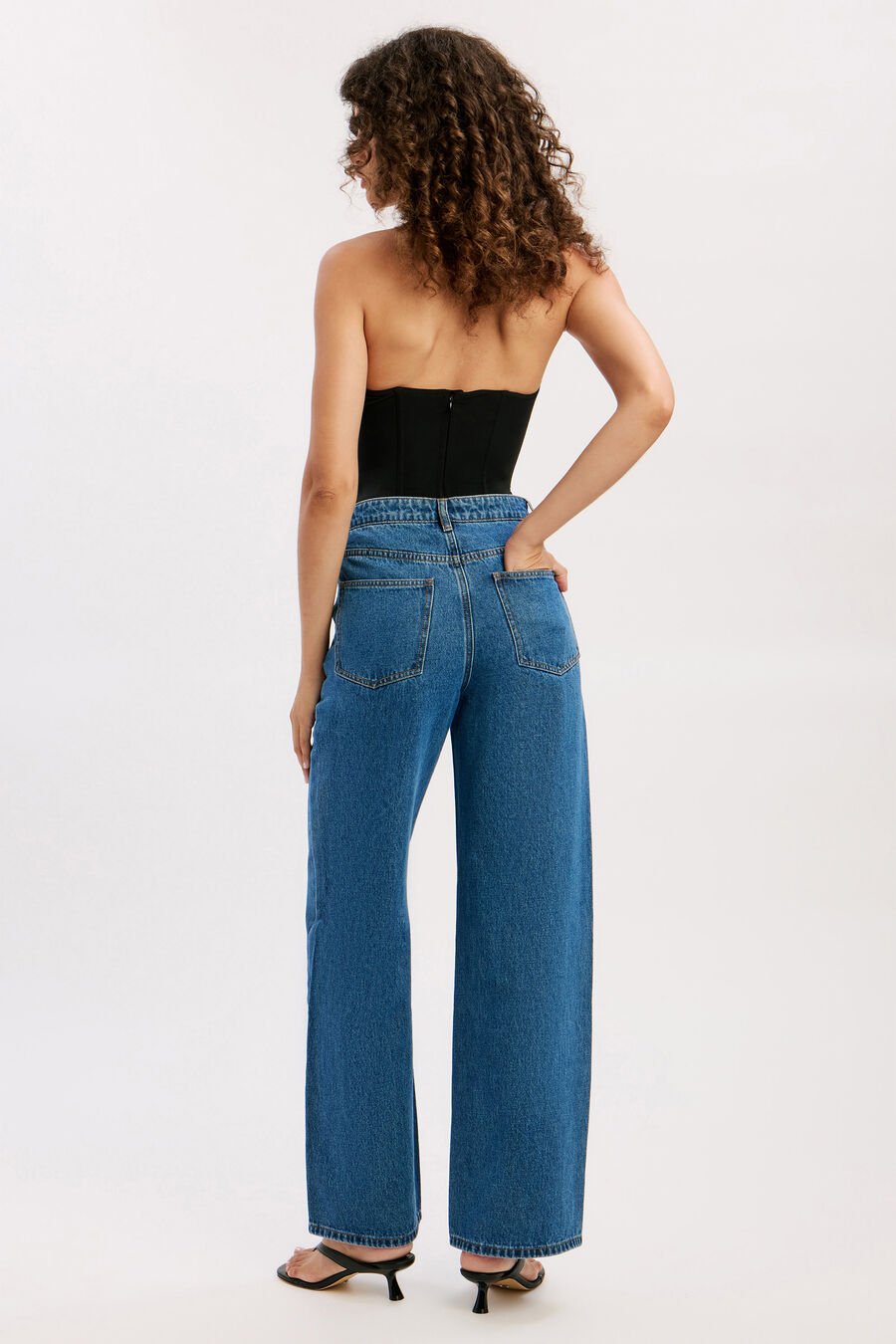 CINDY WIDE FULL LEG JEAN in colour INDIGO