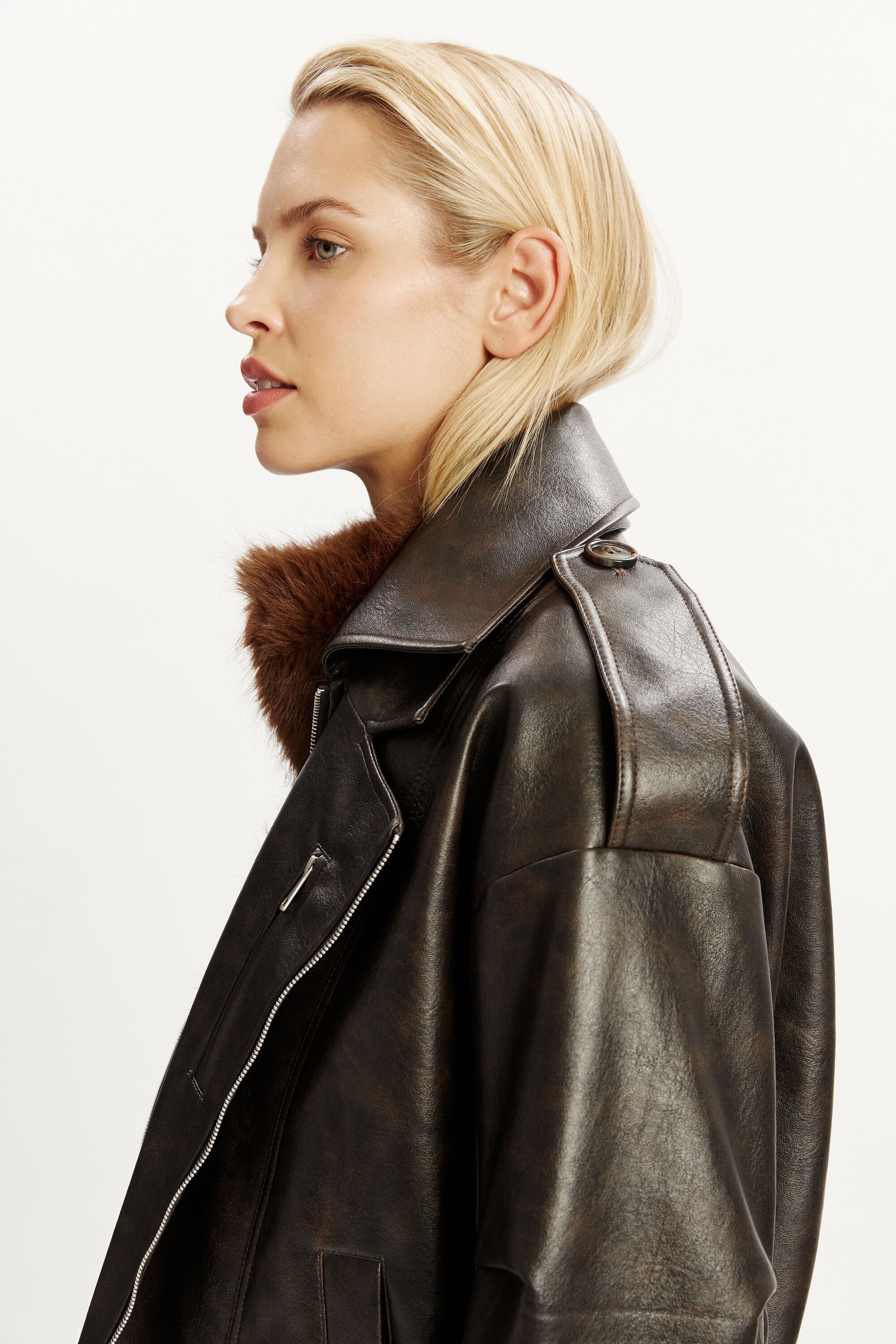 Kavi Vegan Leather Jacket In Dark Chocolate | Bardot