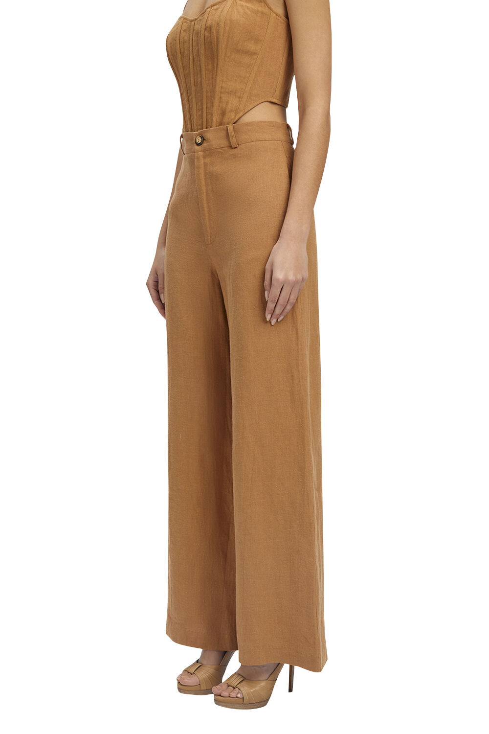 ENYA LINEN PANT in colour HONEY MUSTARD