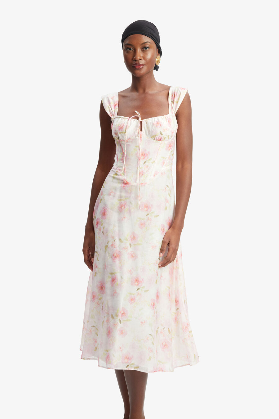 ESRA PRINTED MIDI DRESS in colour Pink Floral