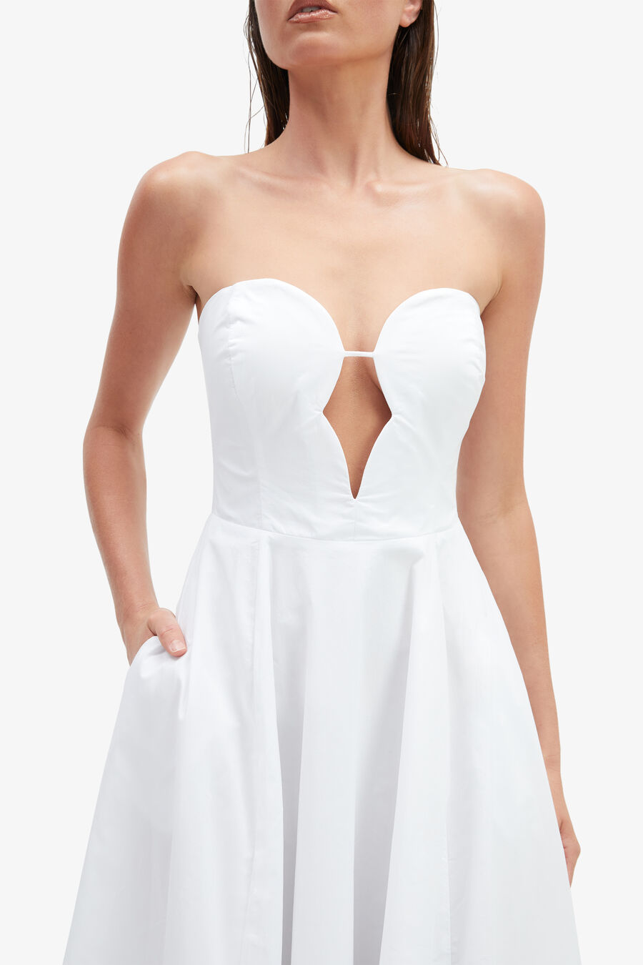 OPAL VOLUME POPLIN MIDI DRESS in colour ORCHIDWHT