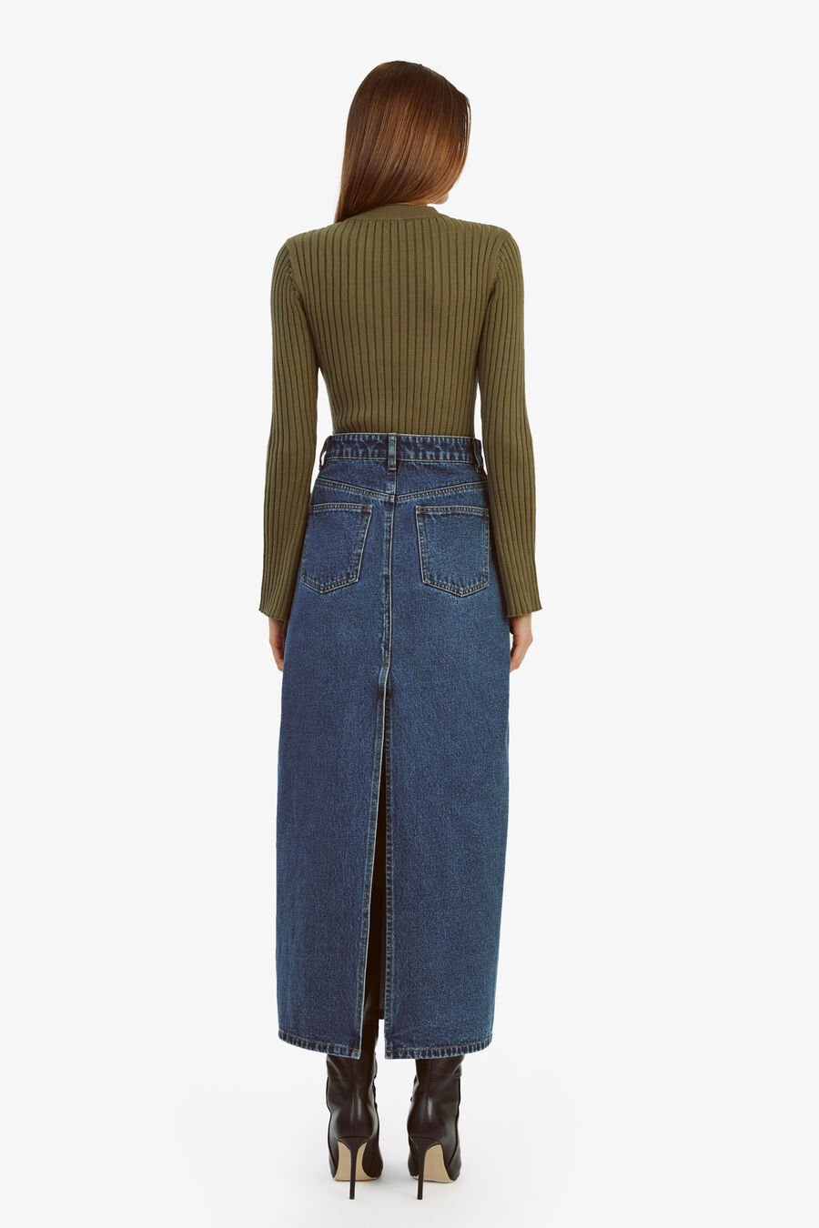 EVIANNA DENIM MAXI SKIRT in colour WASHED INDIGO