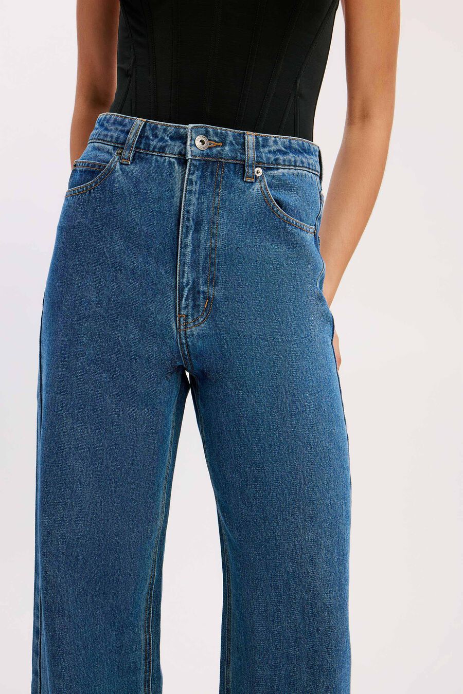 CINDY WIDE FULL LEG JEAN in colour INDIGO