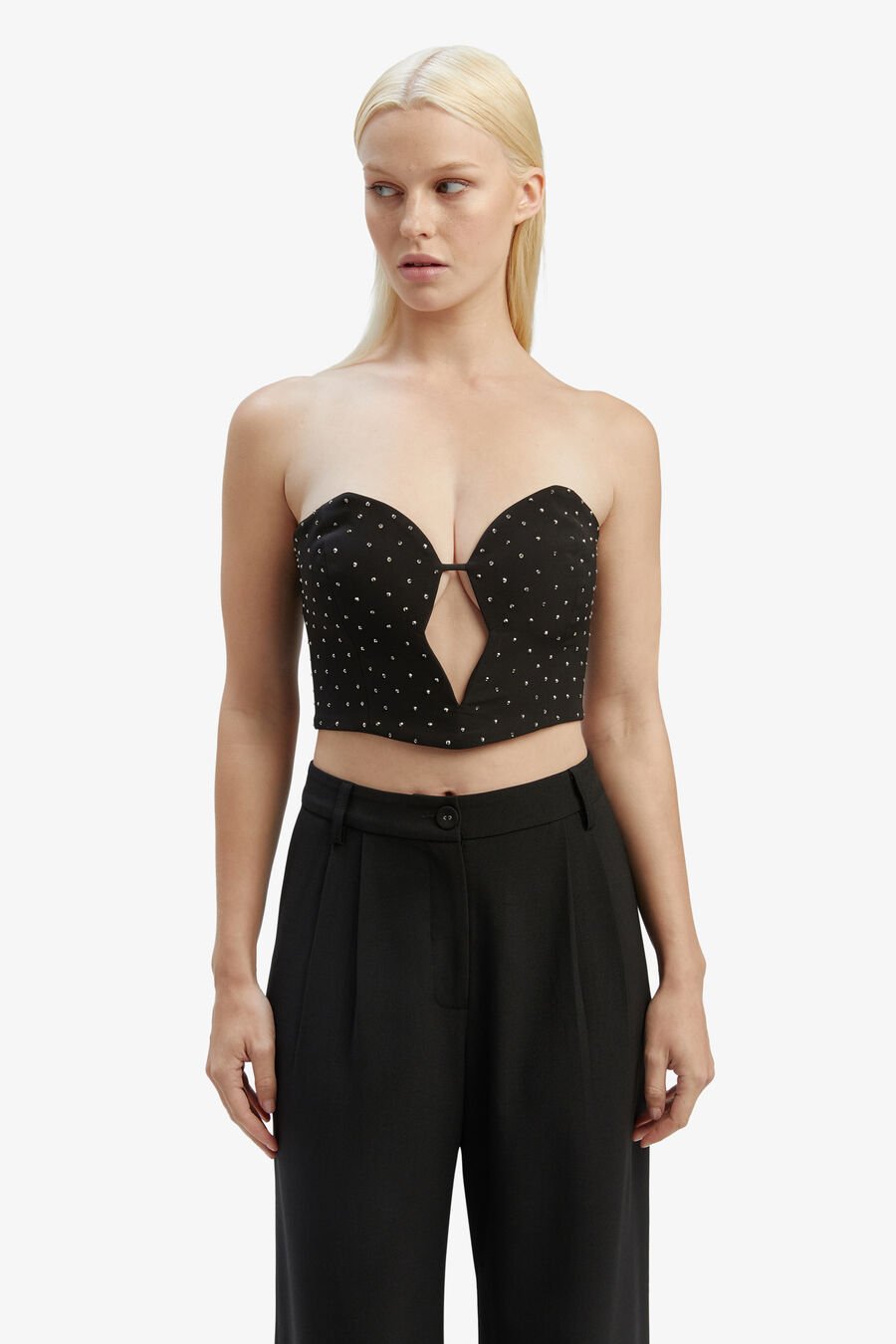 ELENI STUD BUSTIER in colour BLACK