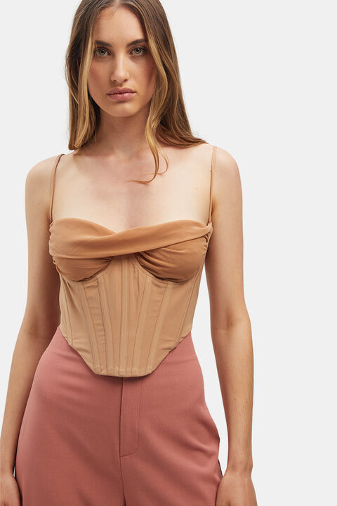 FEMME CORSET TOP in colour TAN