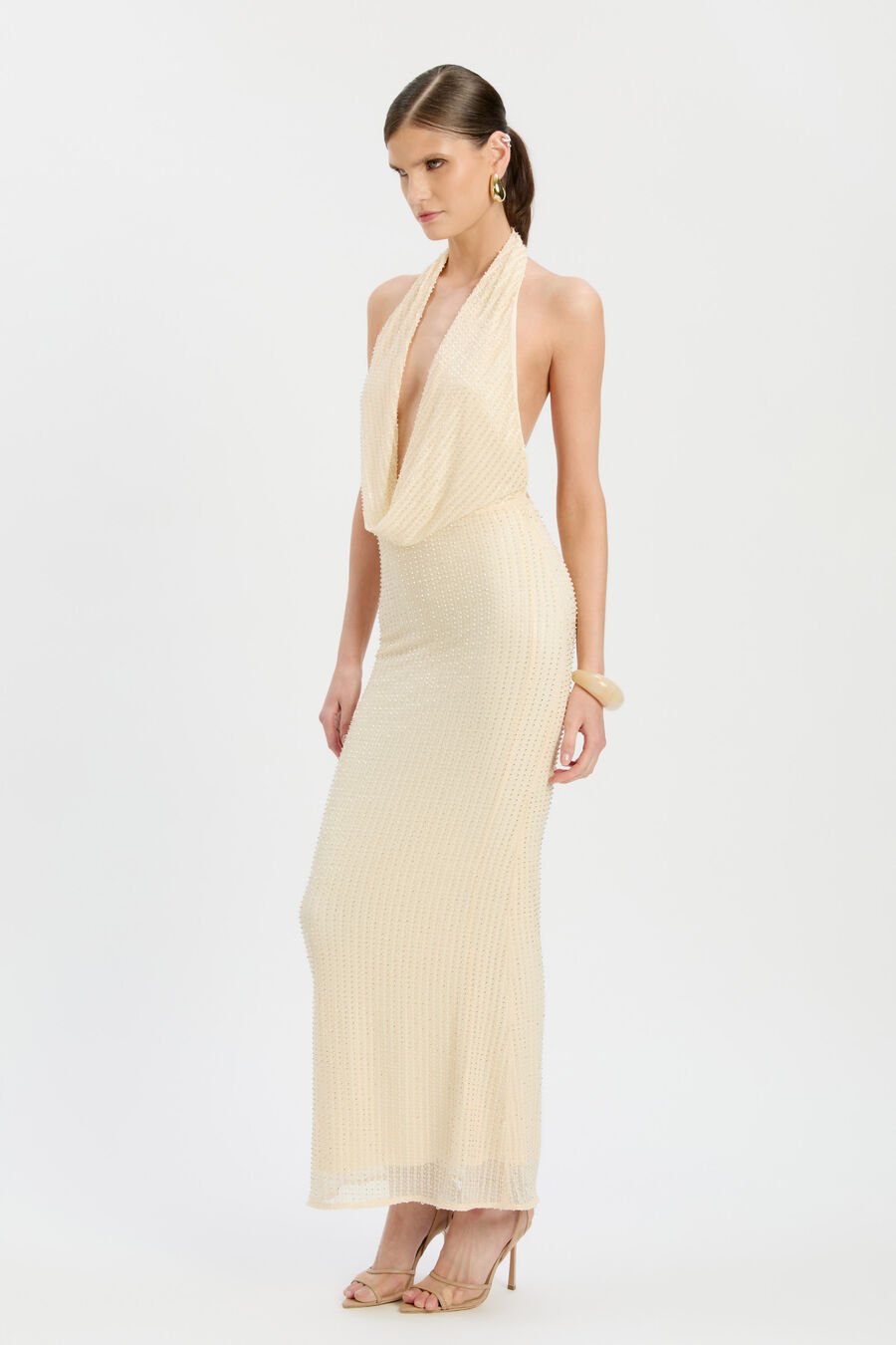 Nola Sequin Cowl Maxi Dress