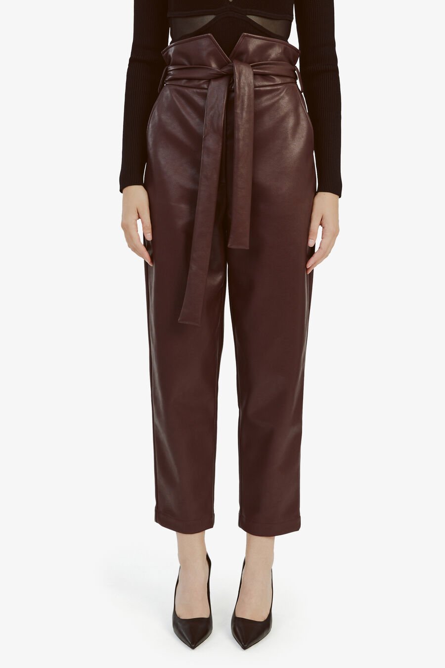 DEBBIE VEGAN LEATHER PANT in colour DEEP PLUM