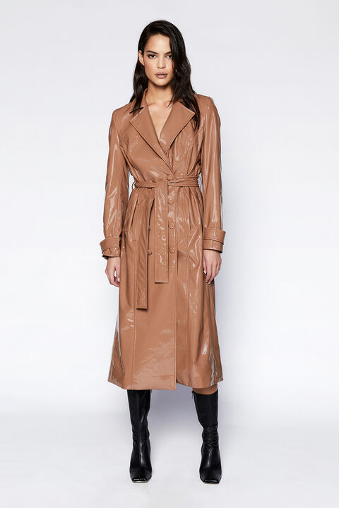 HI-SHINE TRENCH COAT in colour HONEY MUSTARD