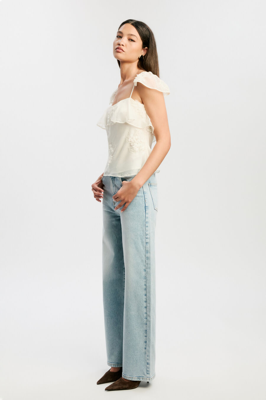 LISETTE FRILL DETAIL CAMI in colour Ivory