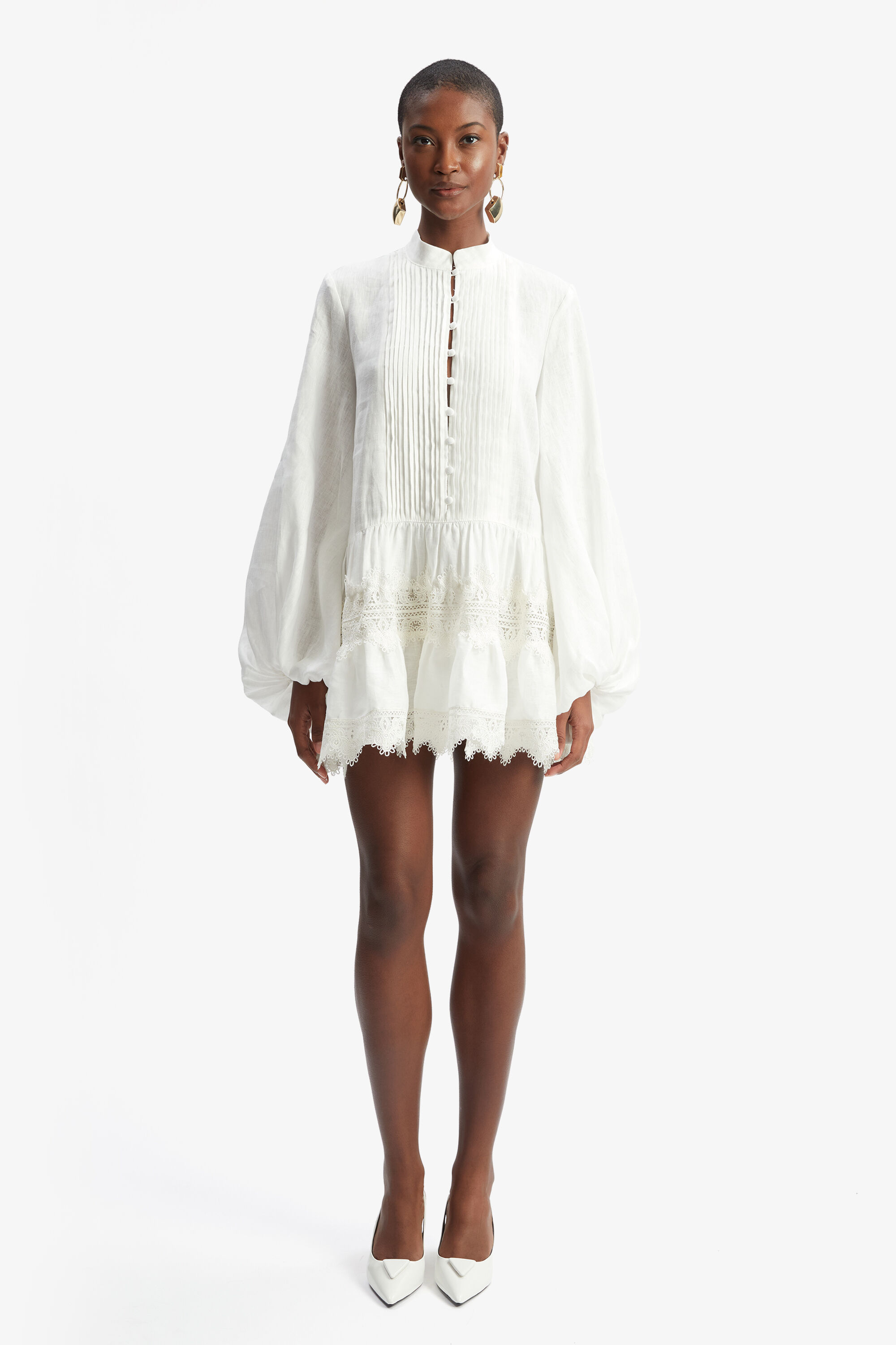 Antonia Lace Trim Mini Dress In Orchid Wht | Bardot