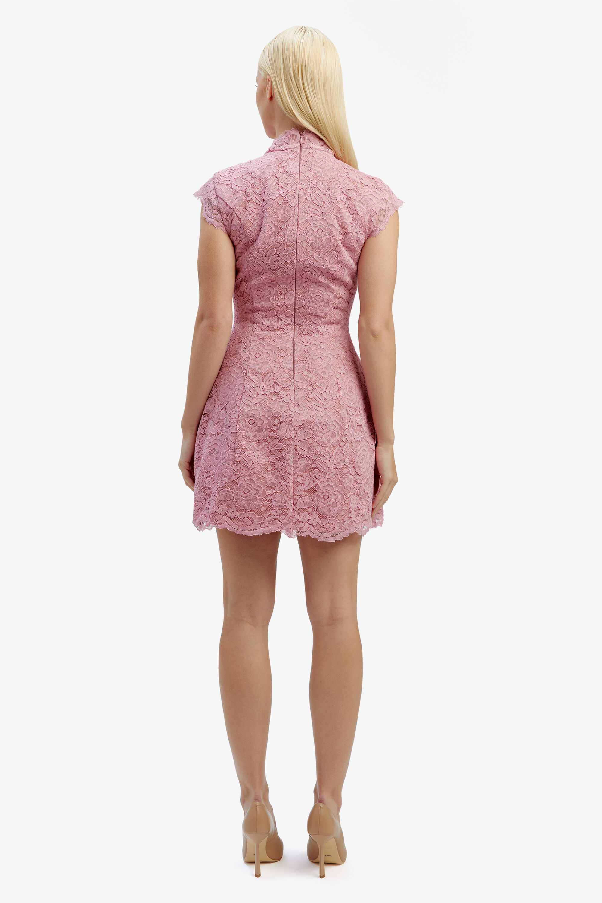 beckett mini dress in dusty pink 1920's Vintage Deco Dot Lace Voile Dropwaist Dress main image 1