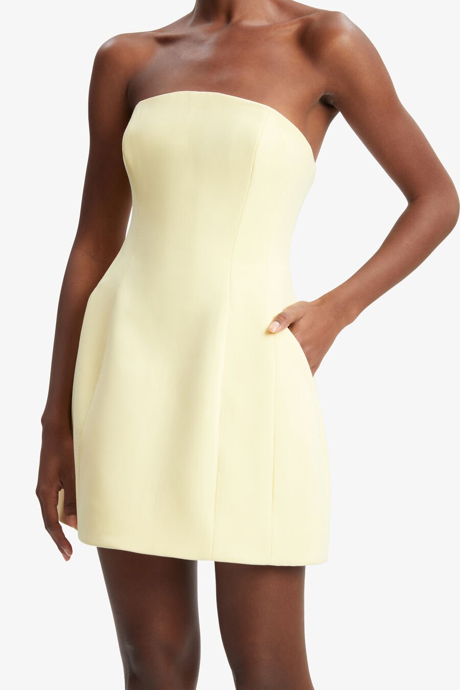 KAROLINE HOURGLASS MINI DRESS in colour Canary Yellow