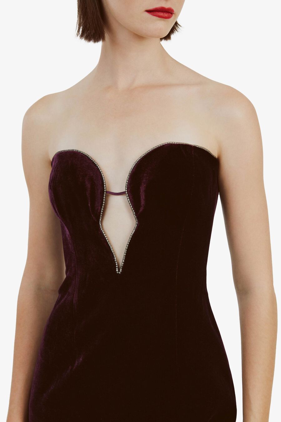 LILAH VELOUR MIDI DRESS in colour DRK PURPLE
