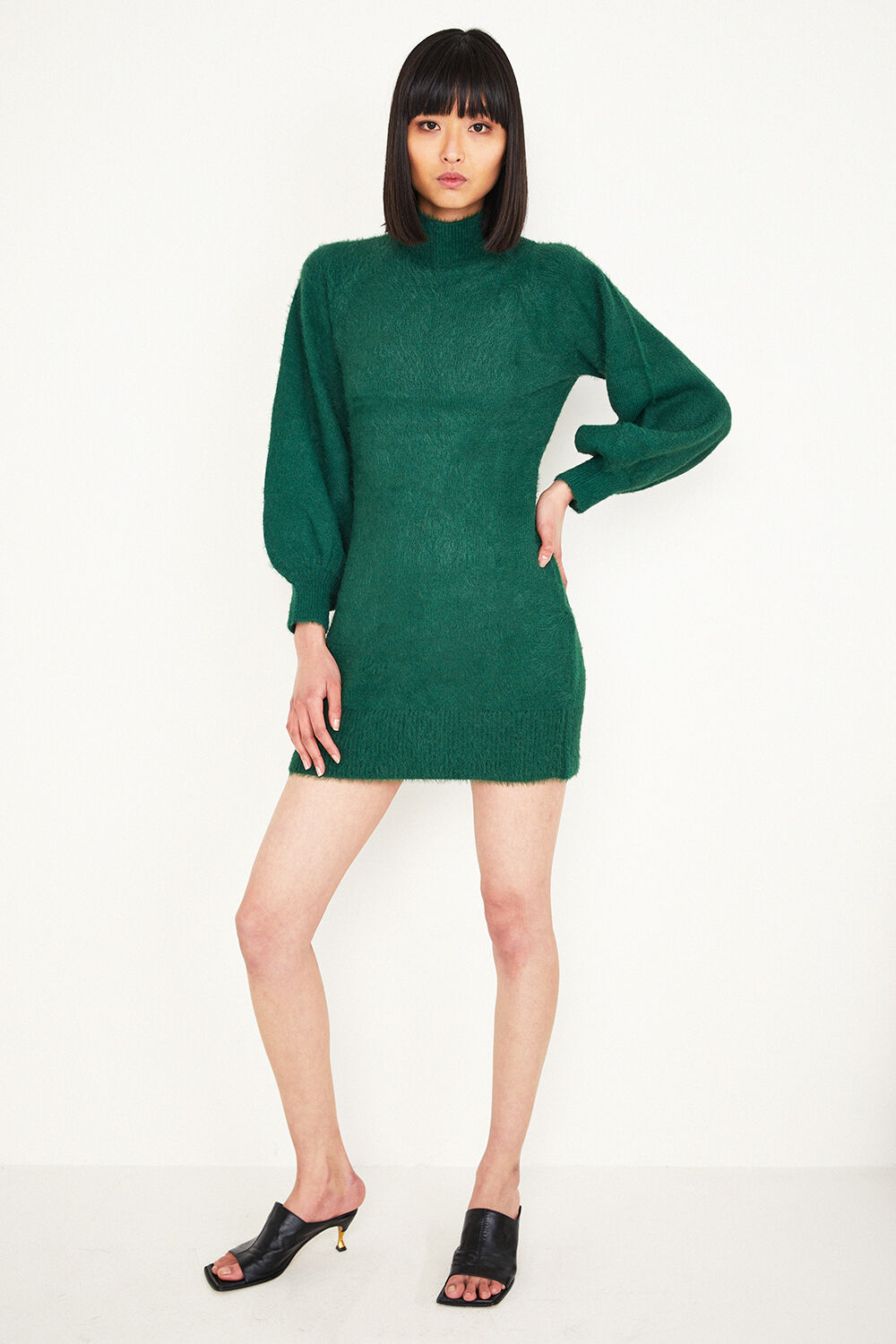 Dark green knit dress