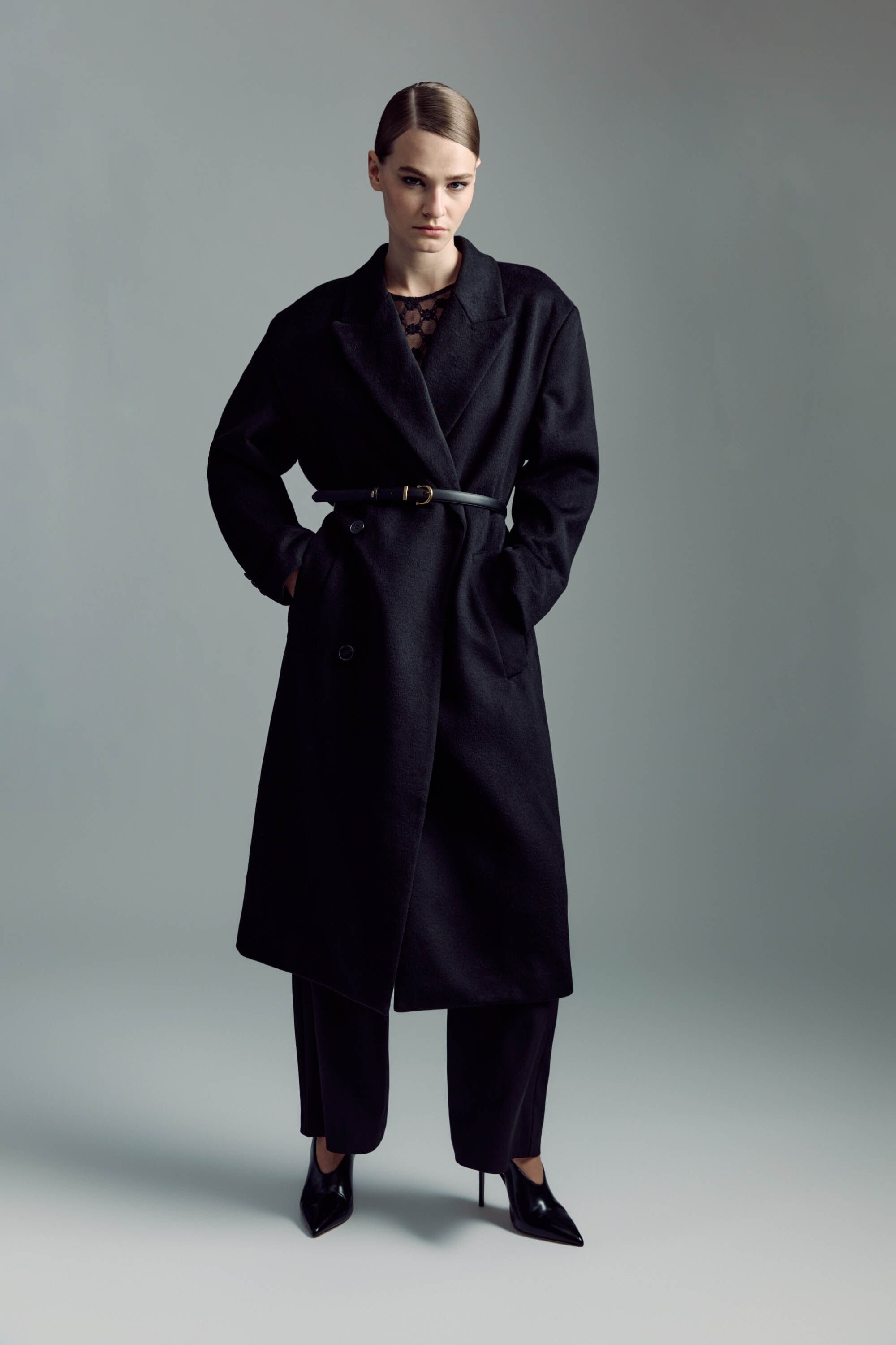 Classic Oversized Coat In Black | Bardot
