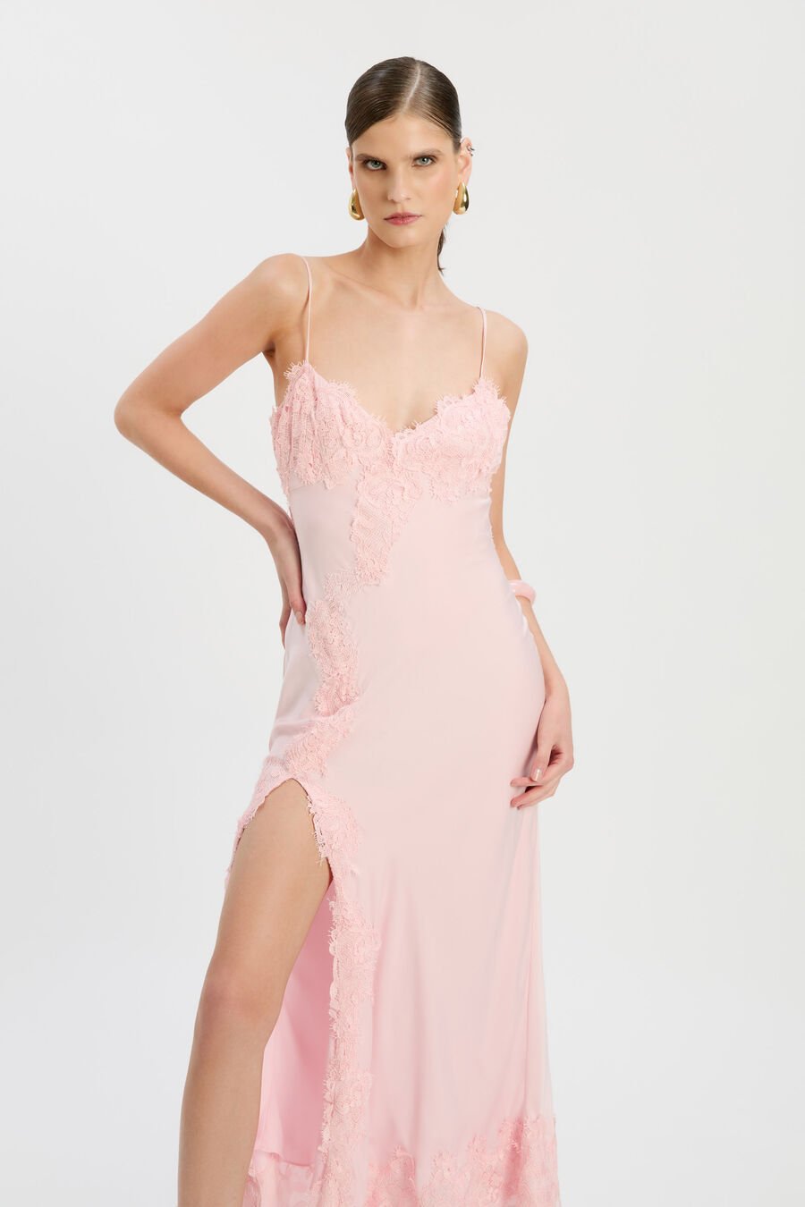 Alerie Lace Satin Maxi Dress