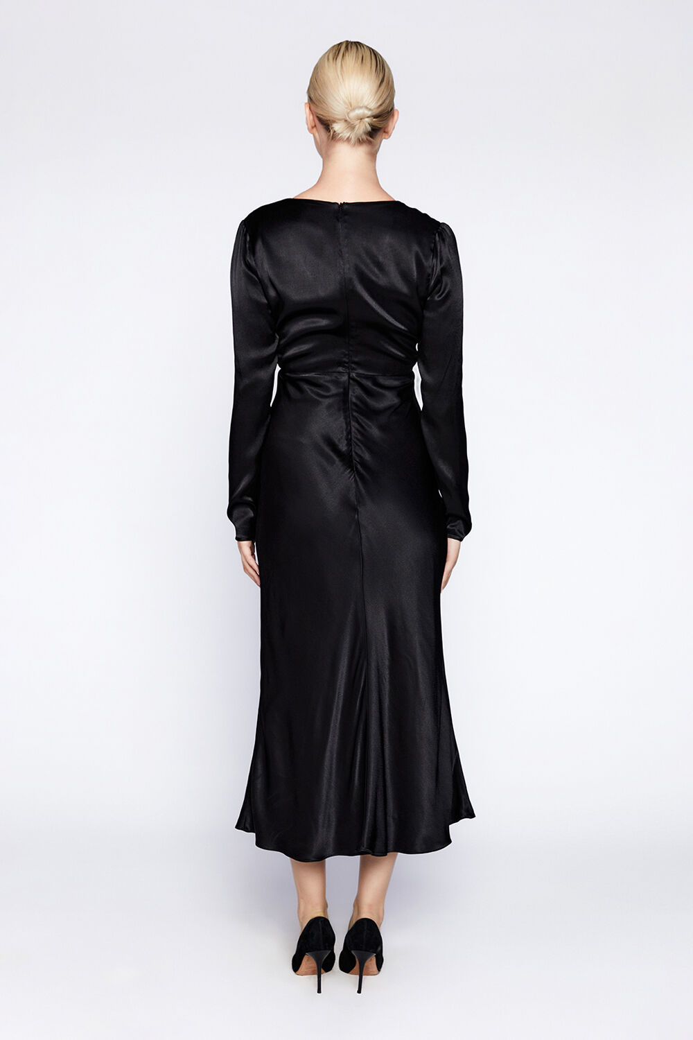 DENVER CUT OUT MIDI DRESS in colour CAVIAR