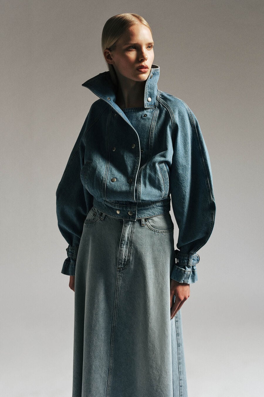 030 Denim Funnel Neck Jacket
