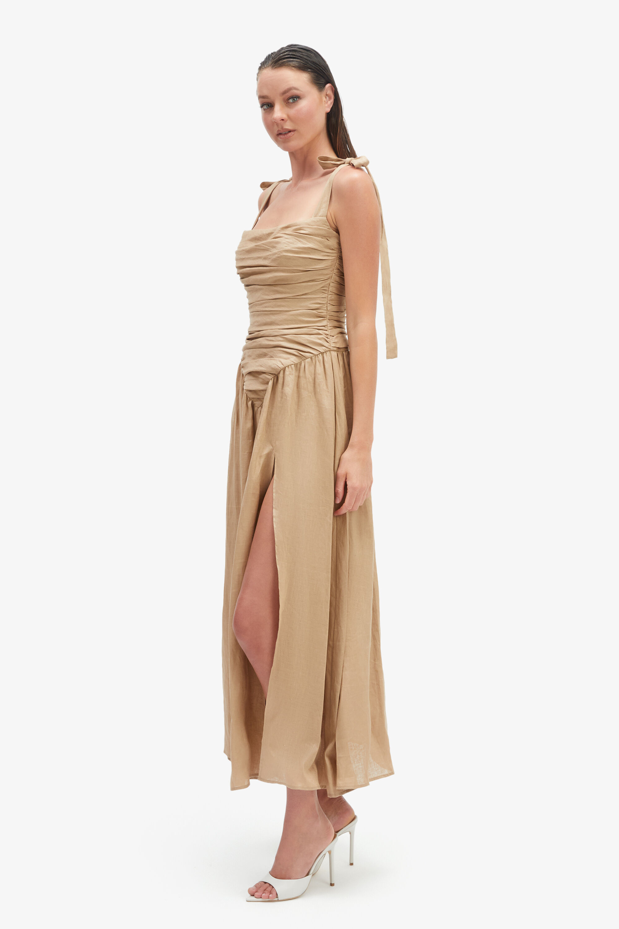 Mirelle Linen Maxi Dress In Latte | Bardot Mirelle Linen Maxi Dress In Latte | Bardot