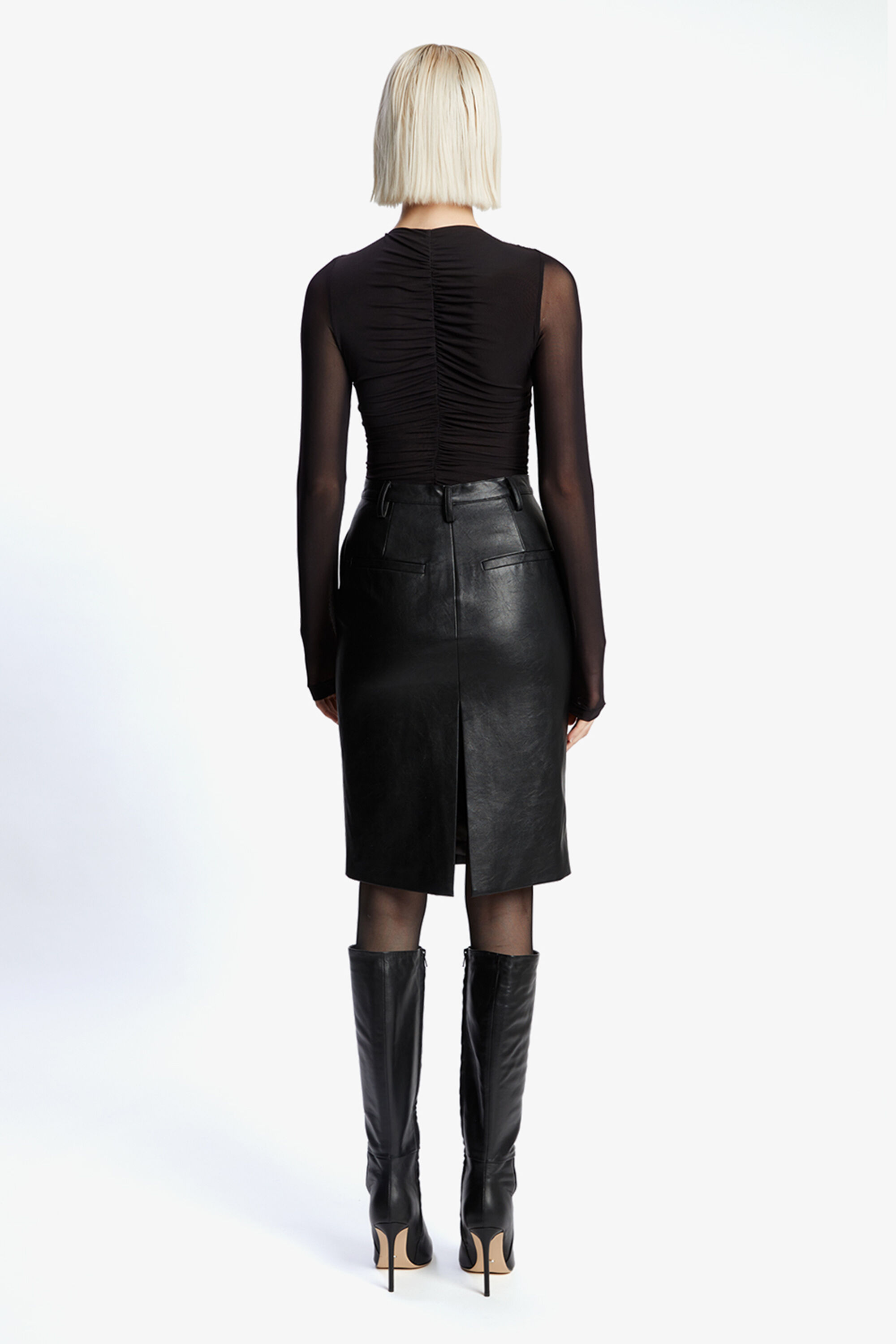Black leather skirt bardot sale