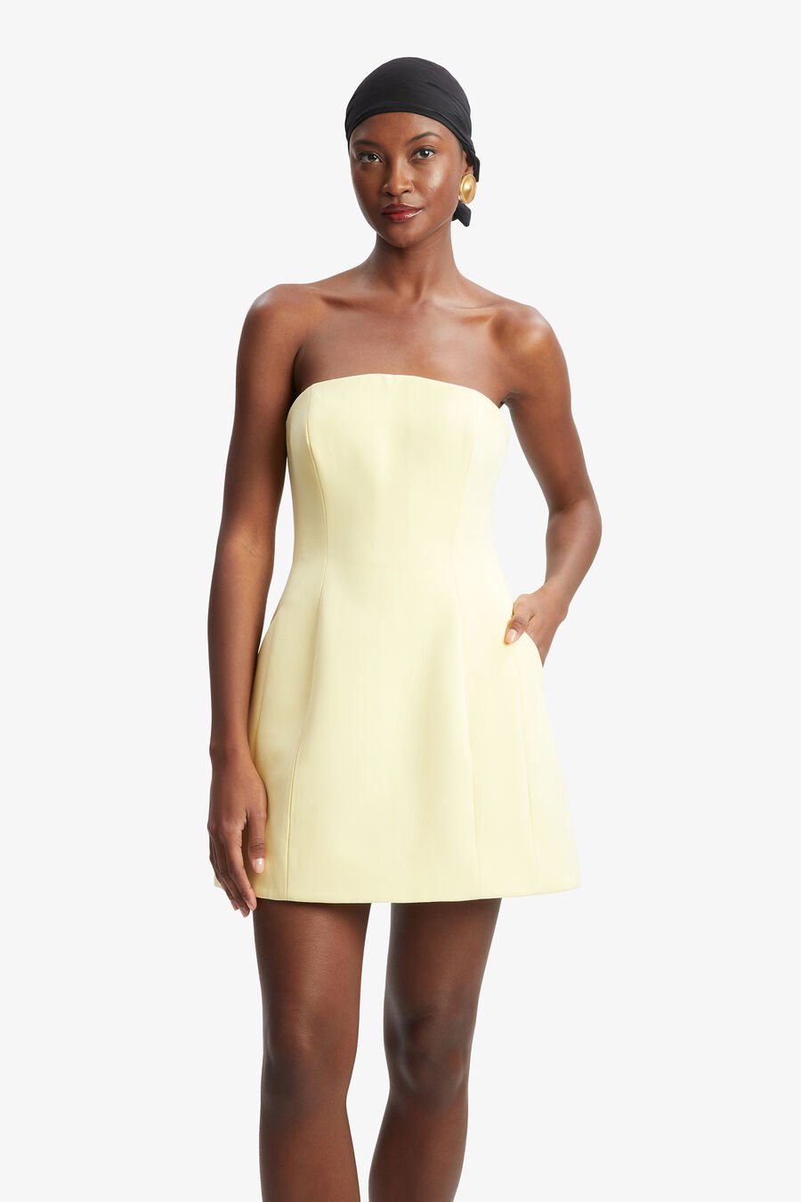 KAROLINE HOURGLASS MINI DRESS in colour Canary Yellow