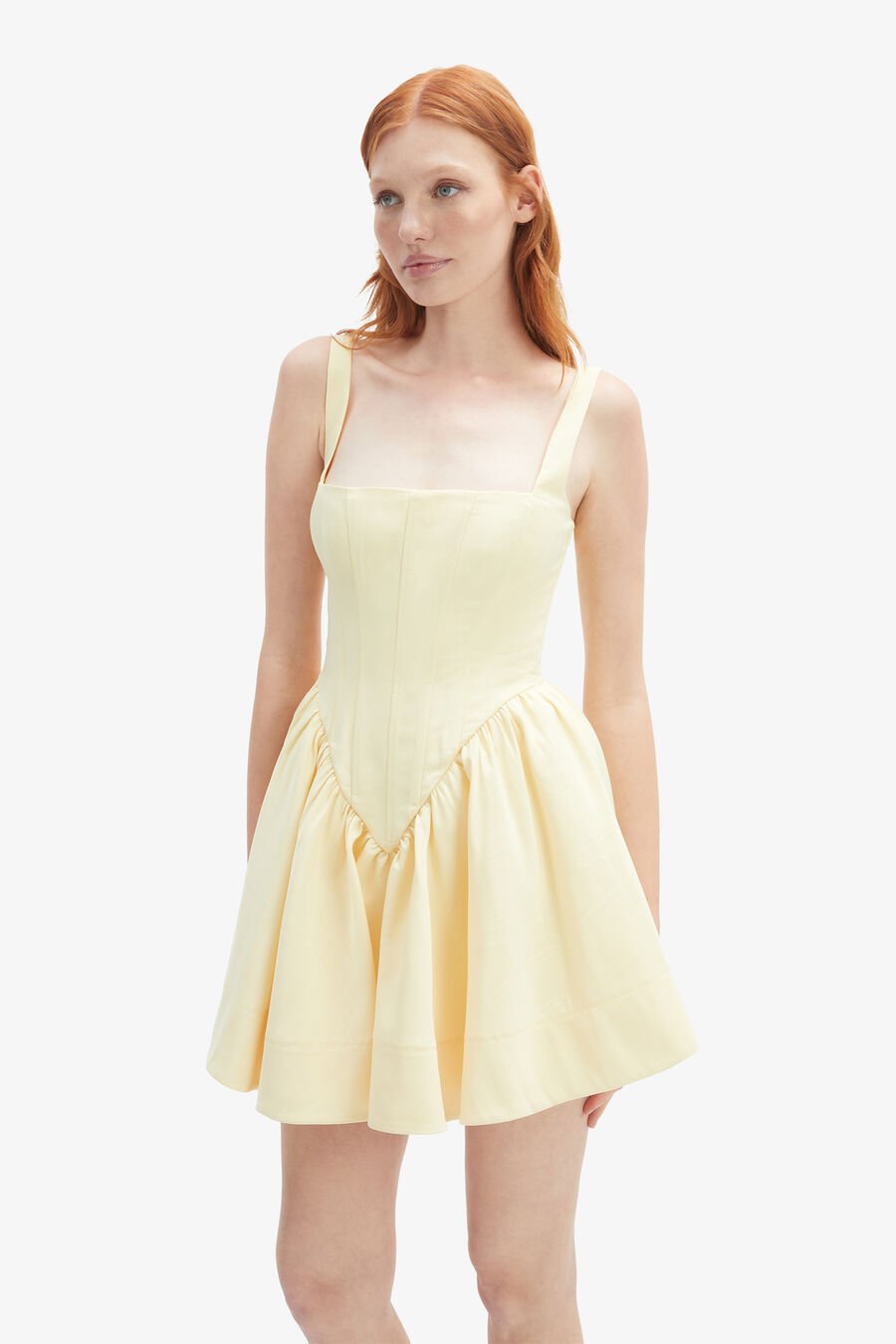 LARSON CORSET MINI DRESS in colour CANARY YLW