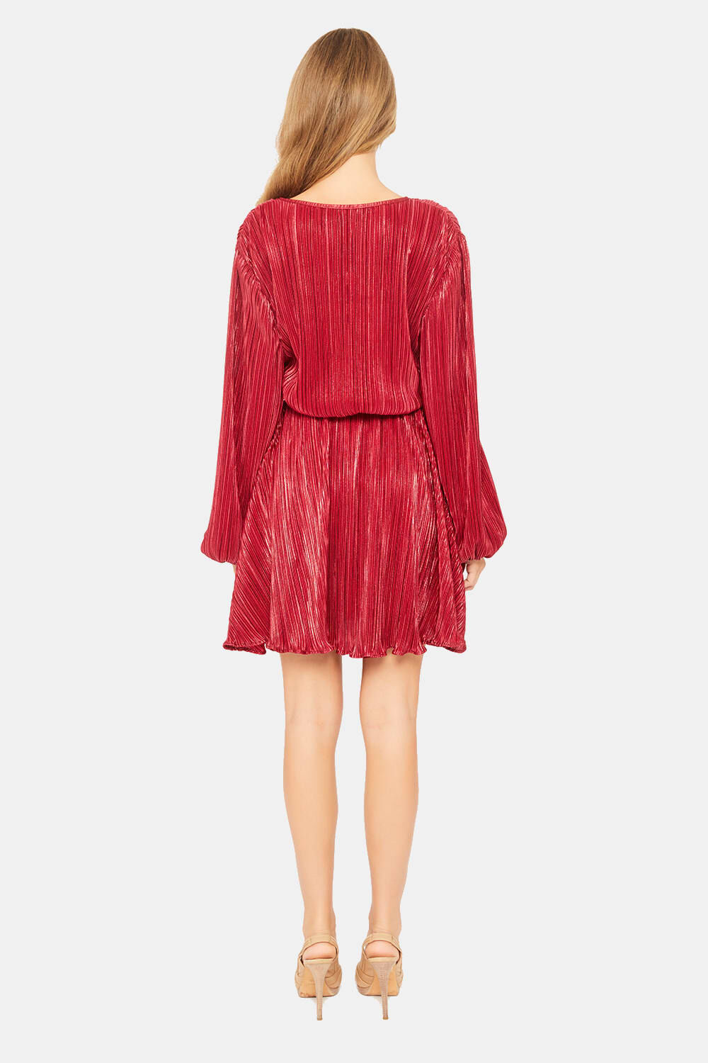 BELLISSA PLEAT DRESS in colour CORDOVAN