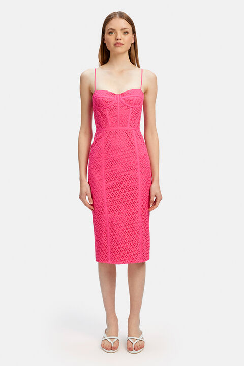 CHARLEY MIDI LACE DRESS in colour BEETROOT PURPLE