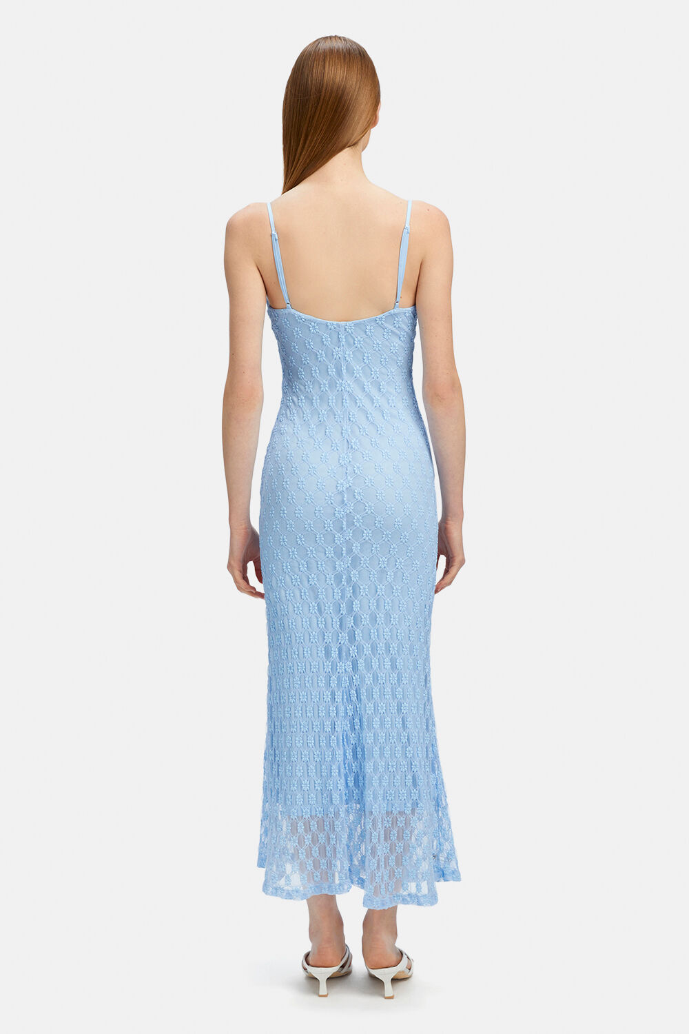 ADONI MESH MIDI DRESS in colour CERULEAN