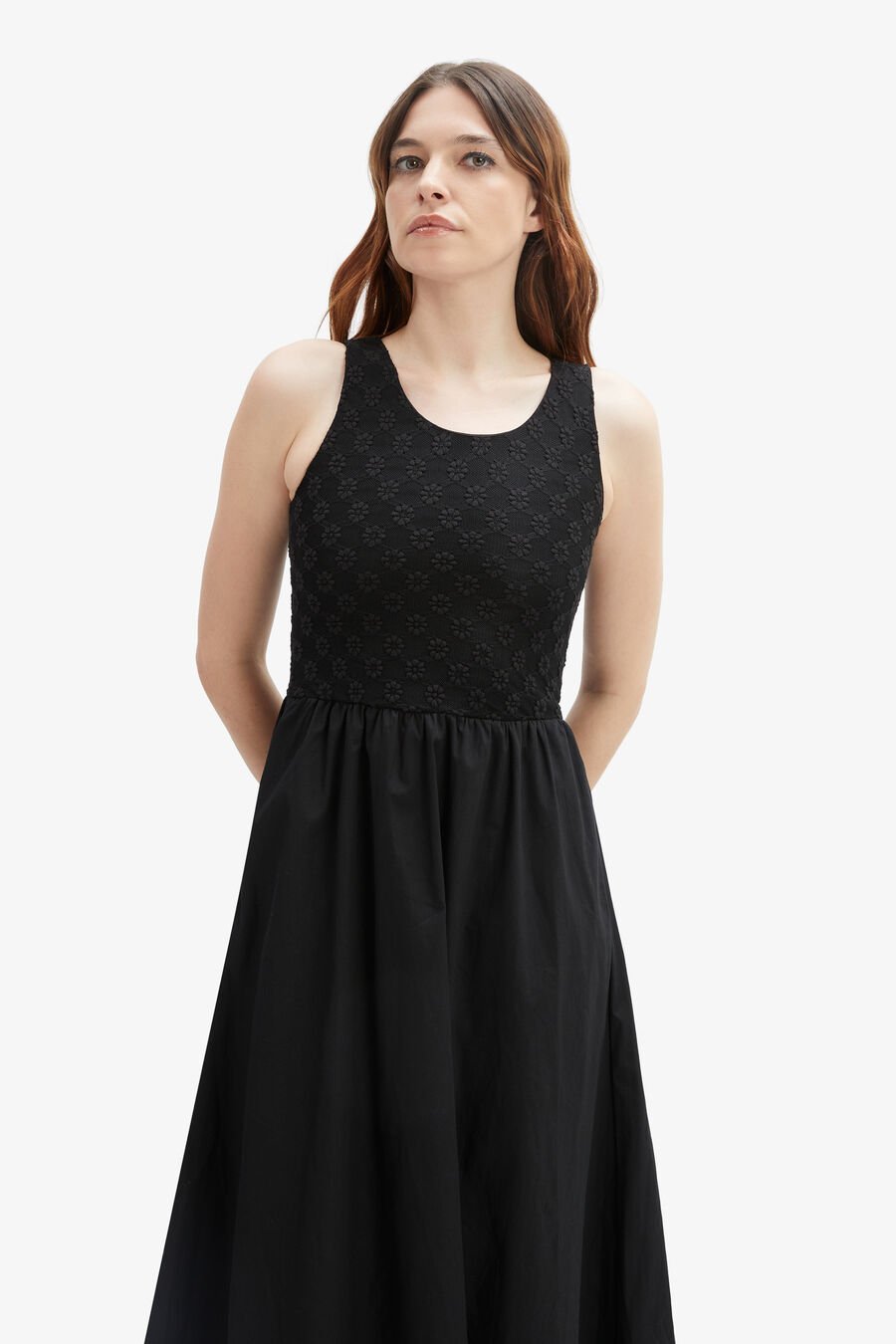 Brony Lace Poplin Midi Dress
