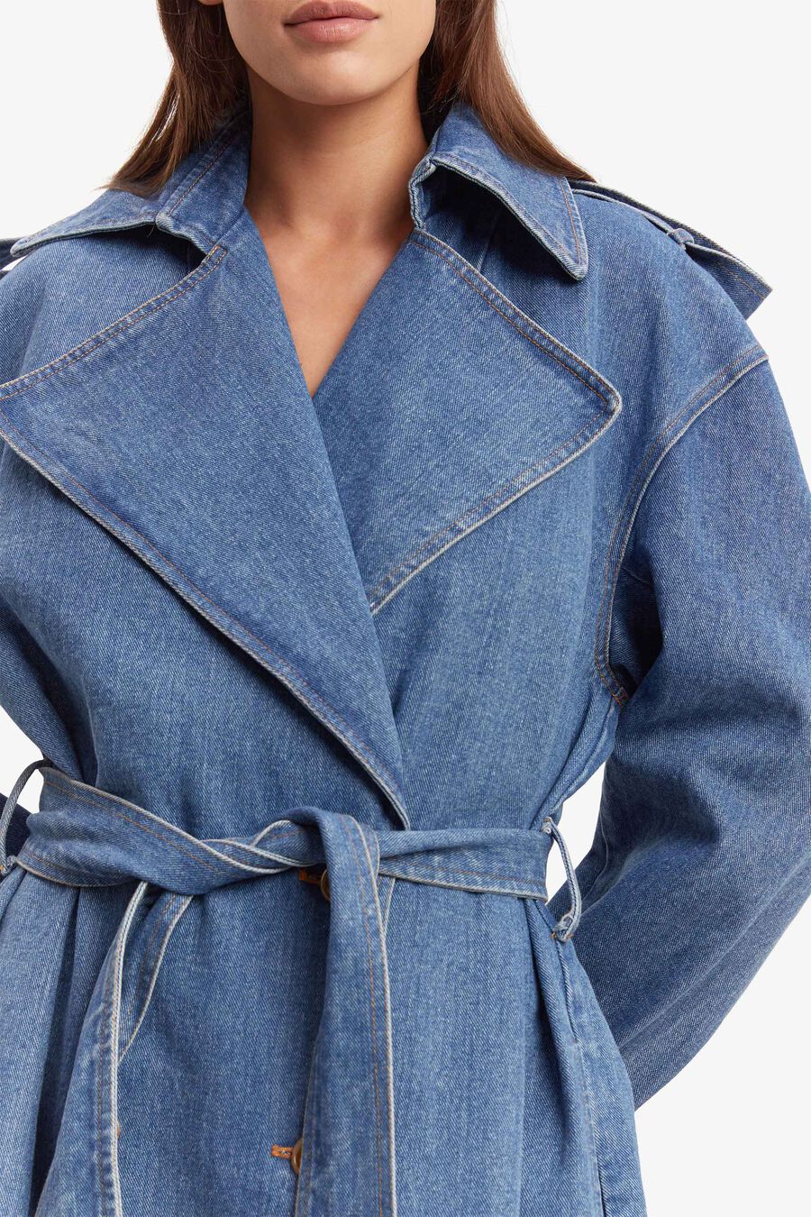 OVERSIZED DENIM TRENCH COAT in colour VINTAGE