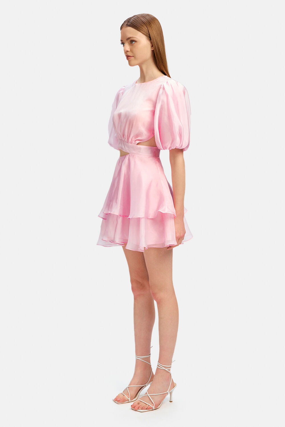 ENYA ORGANZA MINI DRESS in colour SOFT PINK