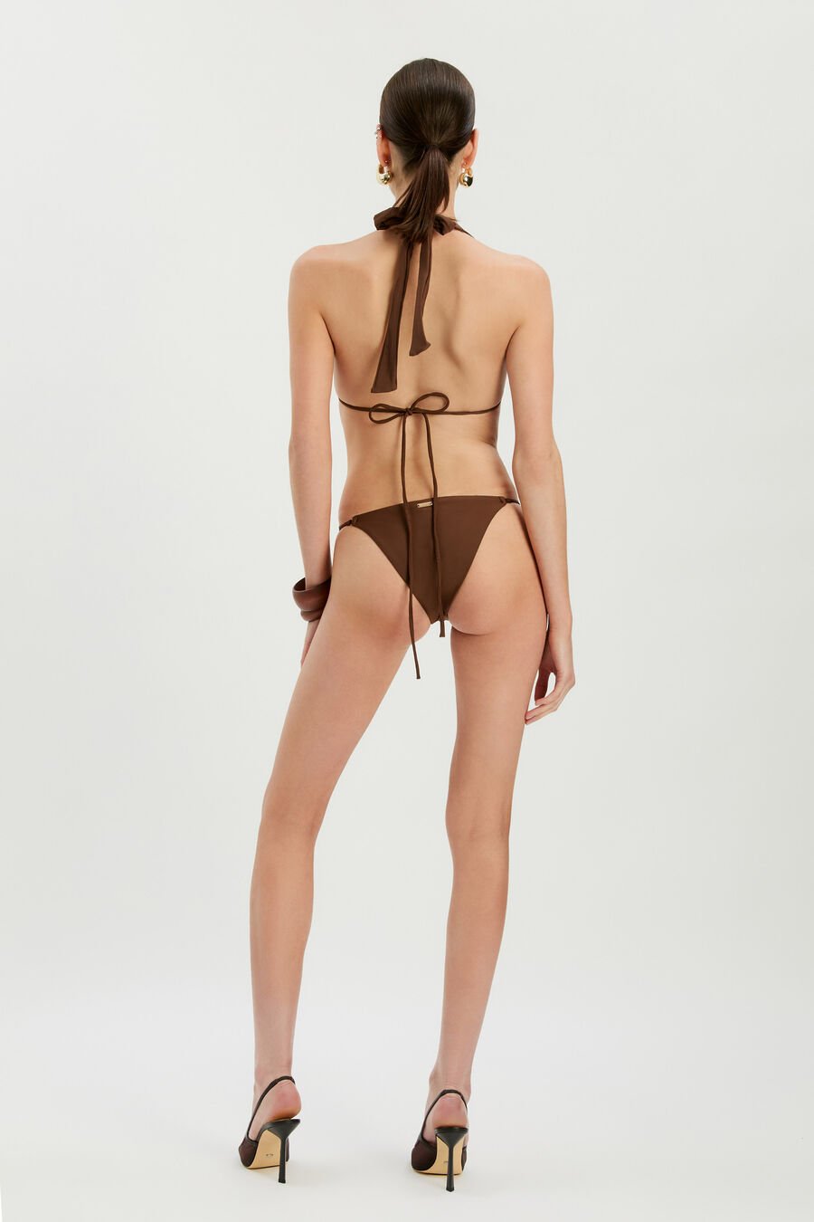 JAYDA HALTER BIKINI TOP in colour Chocolate