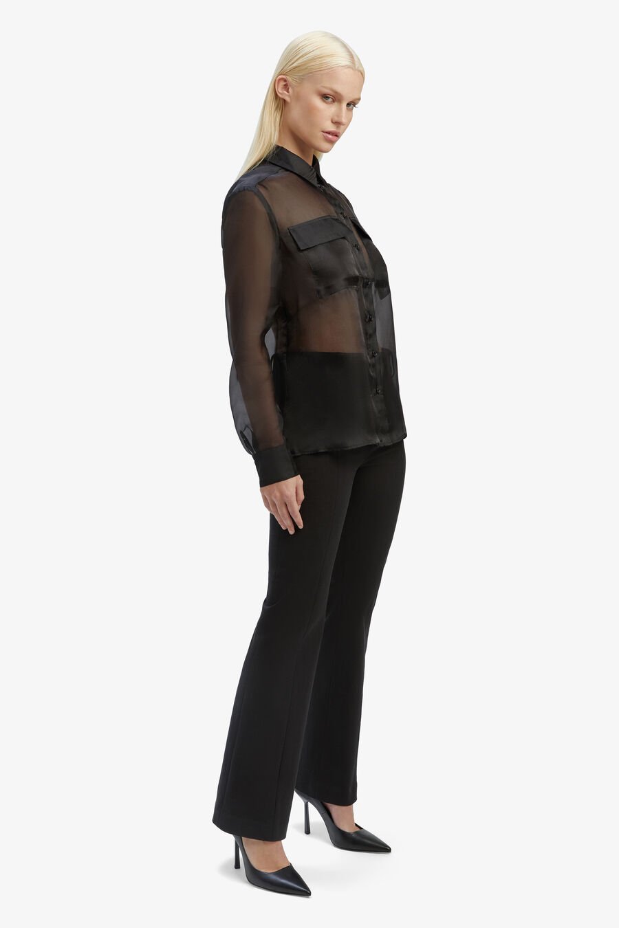 REBECCA ORGANZA SHIRT in colour BLACK