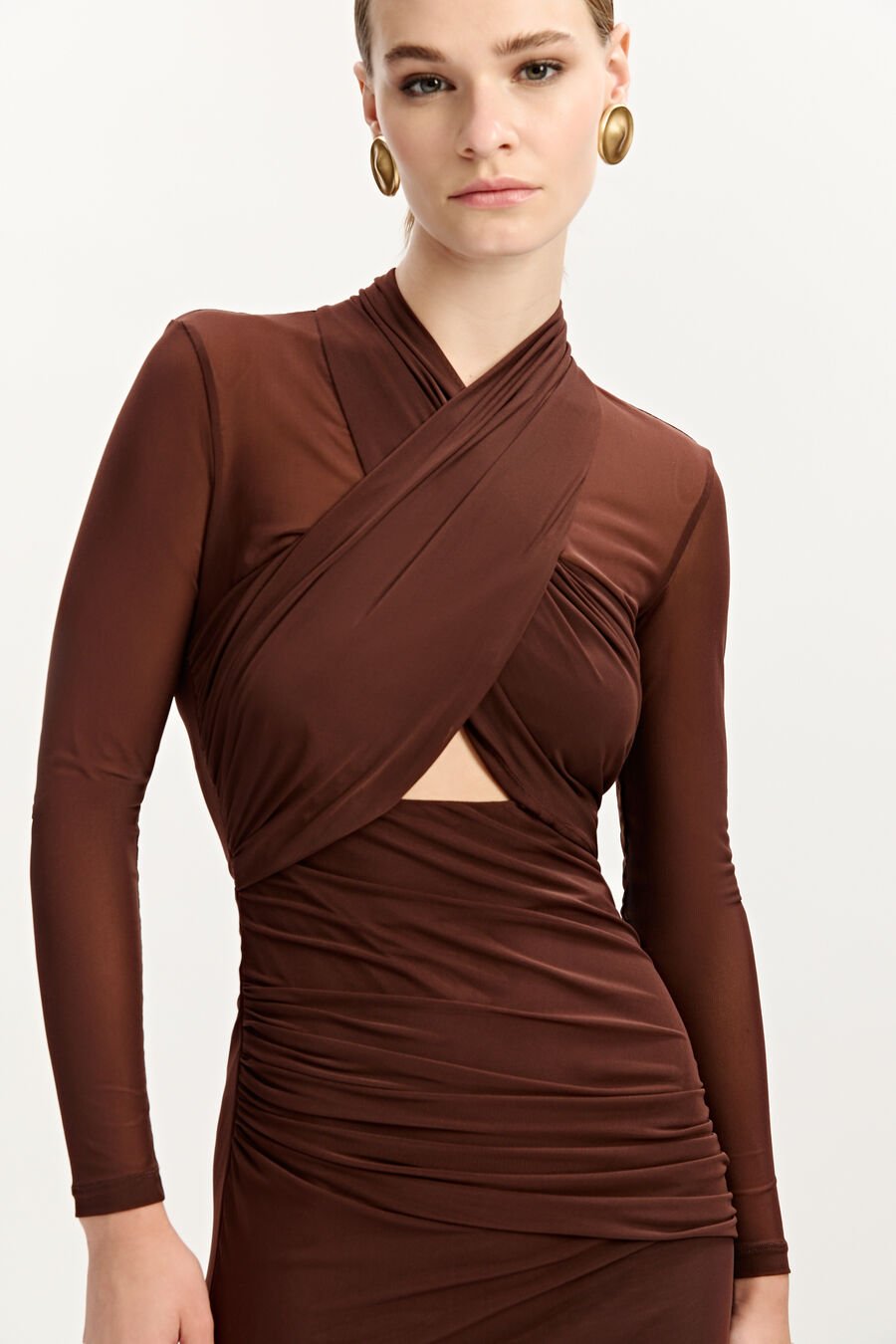 Veria Wrap Mesh Maxi Dress