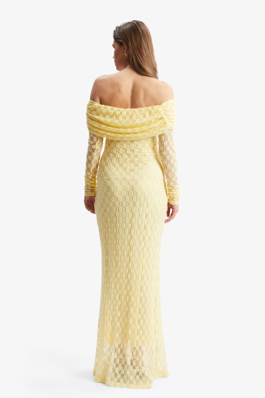 ADONI OFF SHOULDER MAXI DRESS in colour Canary Yellow