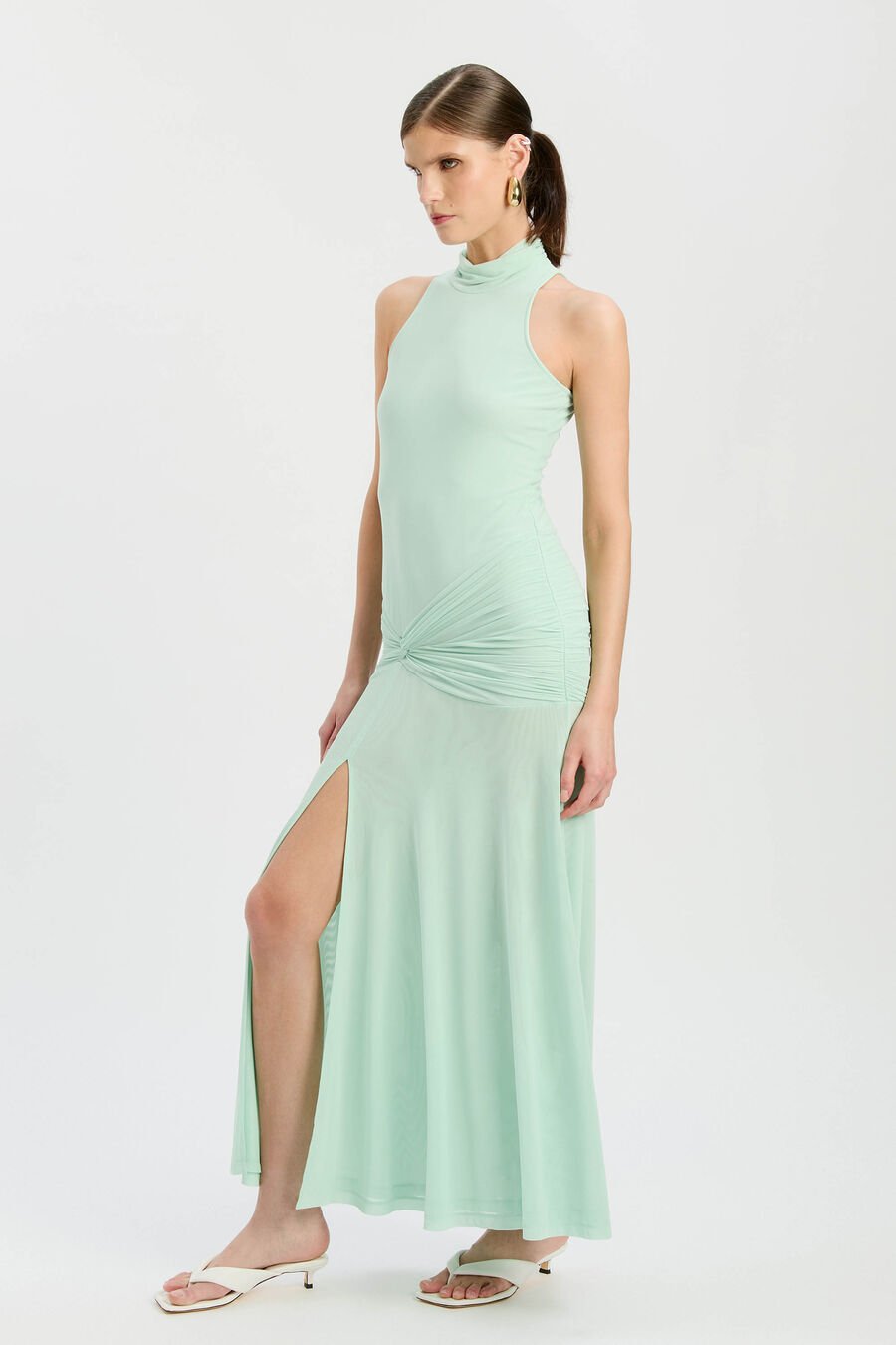 LEANNA MESH MIDI DRESS in colour Peppermint