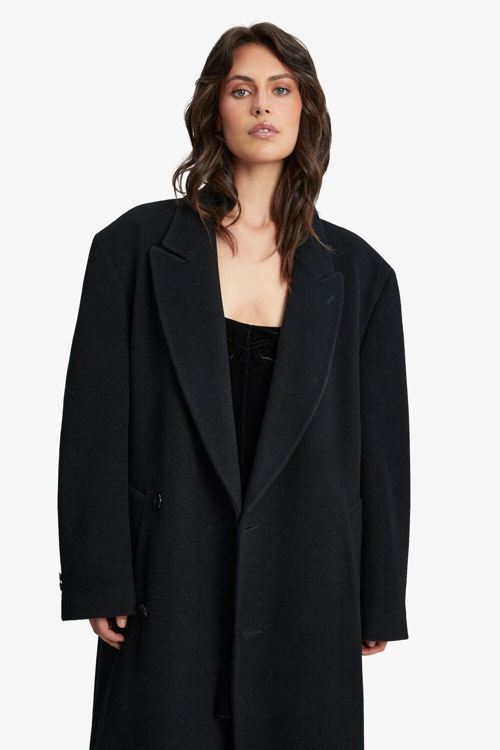 CLASSIC OVERSIZED COAT in colour CAVIAR