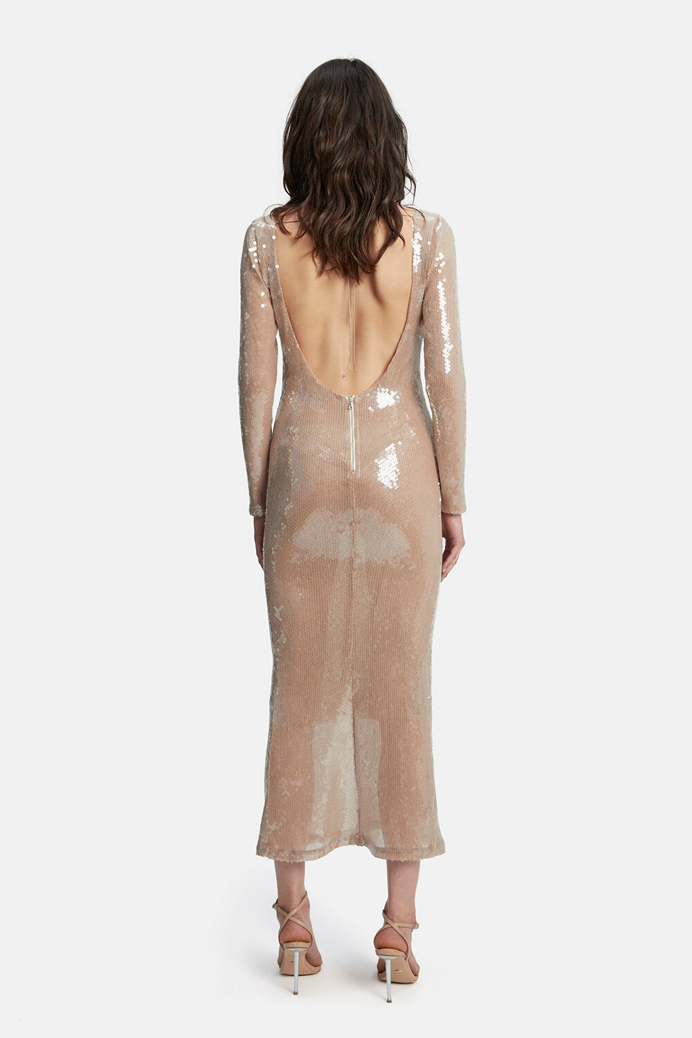Verona Sequin Maxi Dress in colour RUGBY TAN