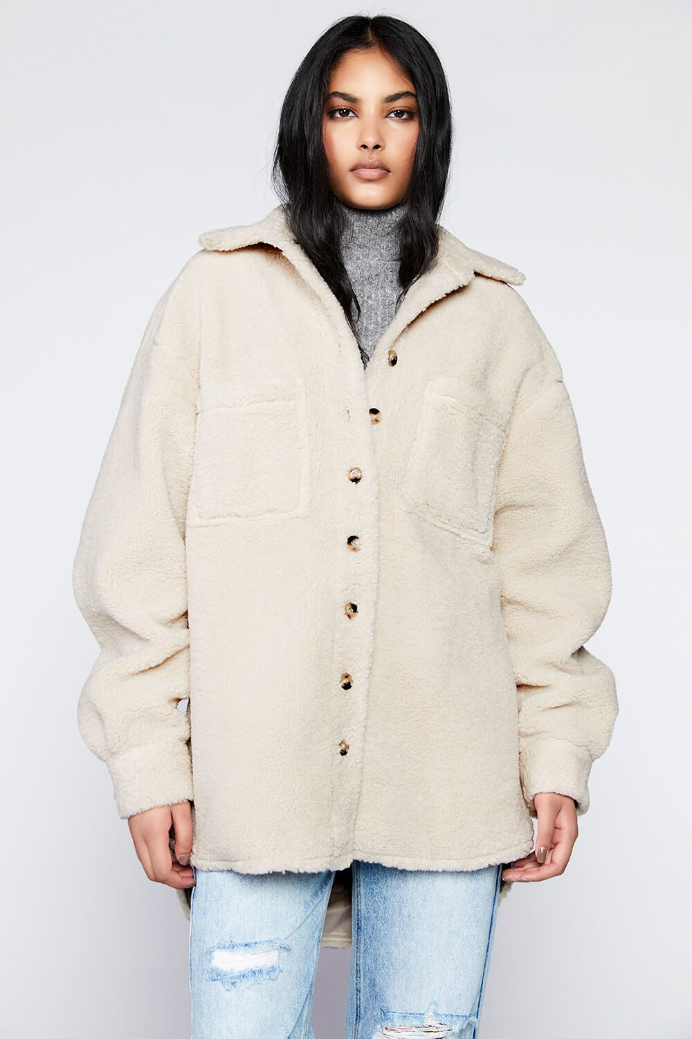 MARCELLA TEDDY SHACKET in colour EGRET