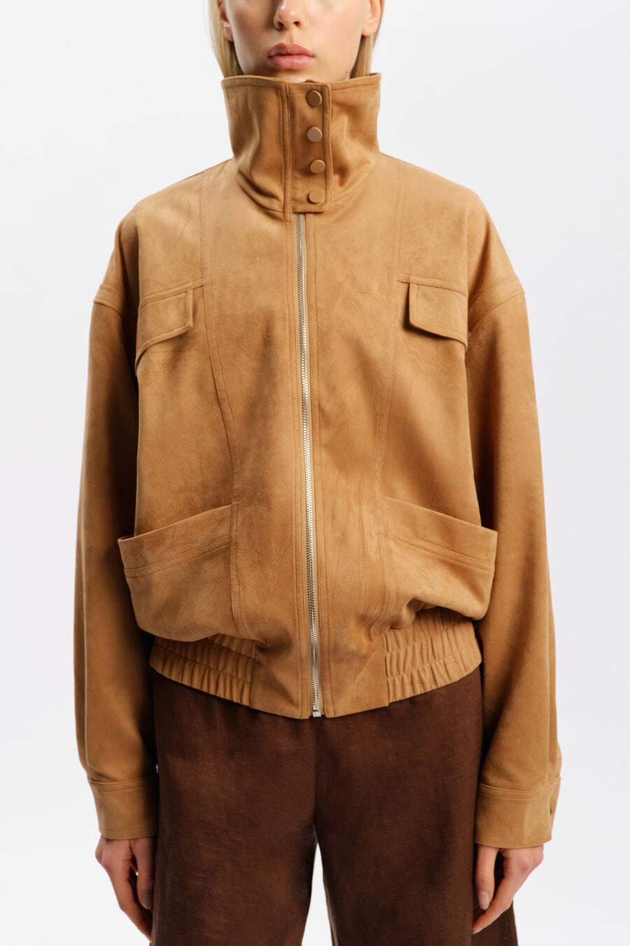 REGINA FAUX SUEDE JACKET in colour Russet