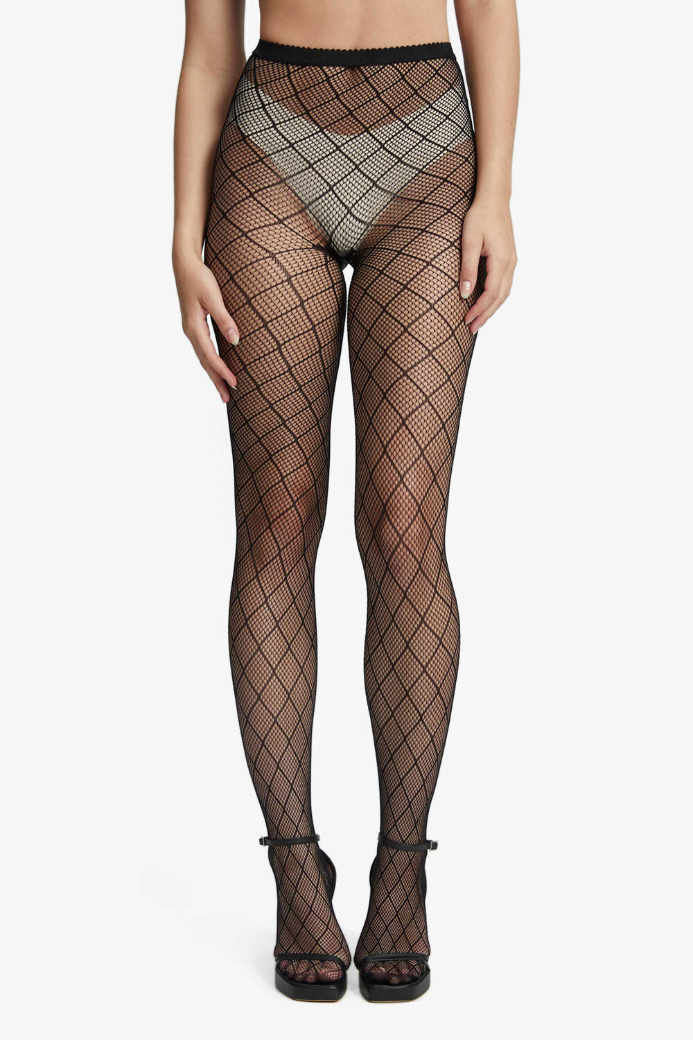 DIAMOND FISHNET TIGHTS in colour METEORITE