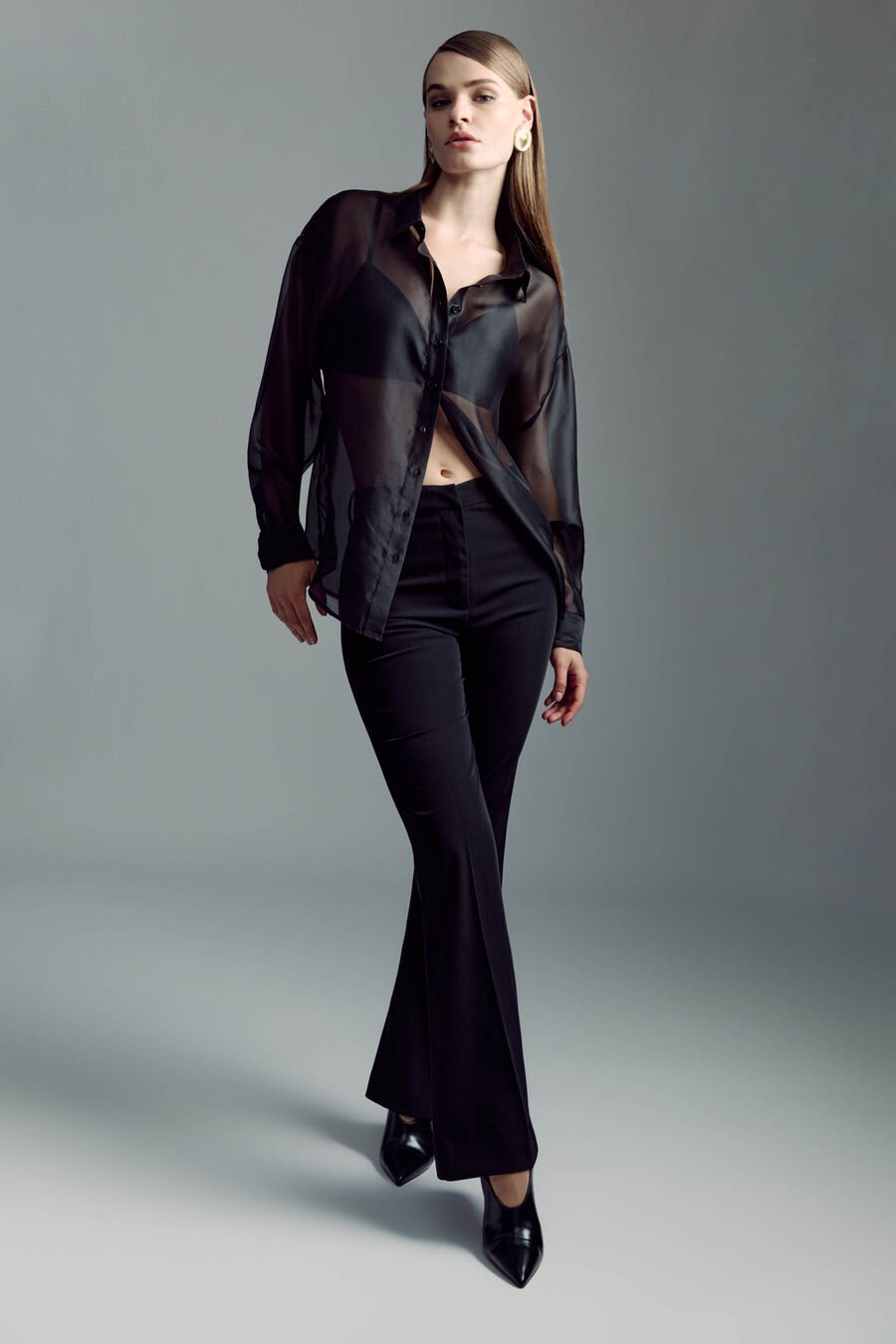 HALIFAX SLIM FLARE PANT in colour BLACK