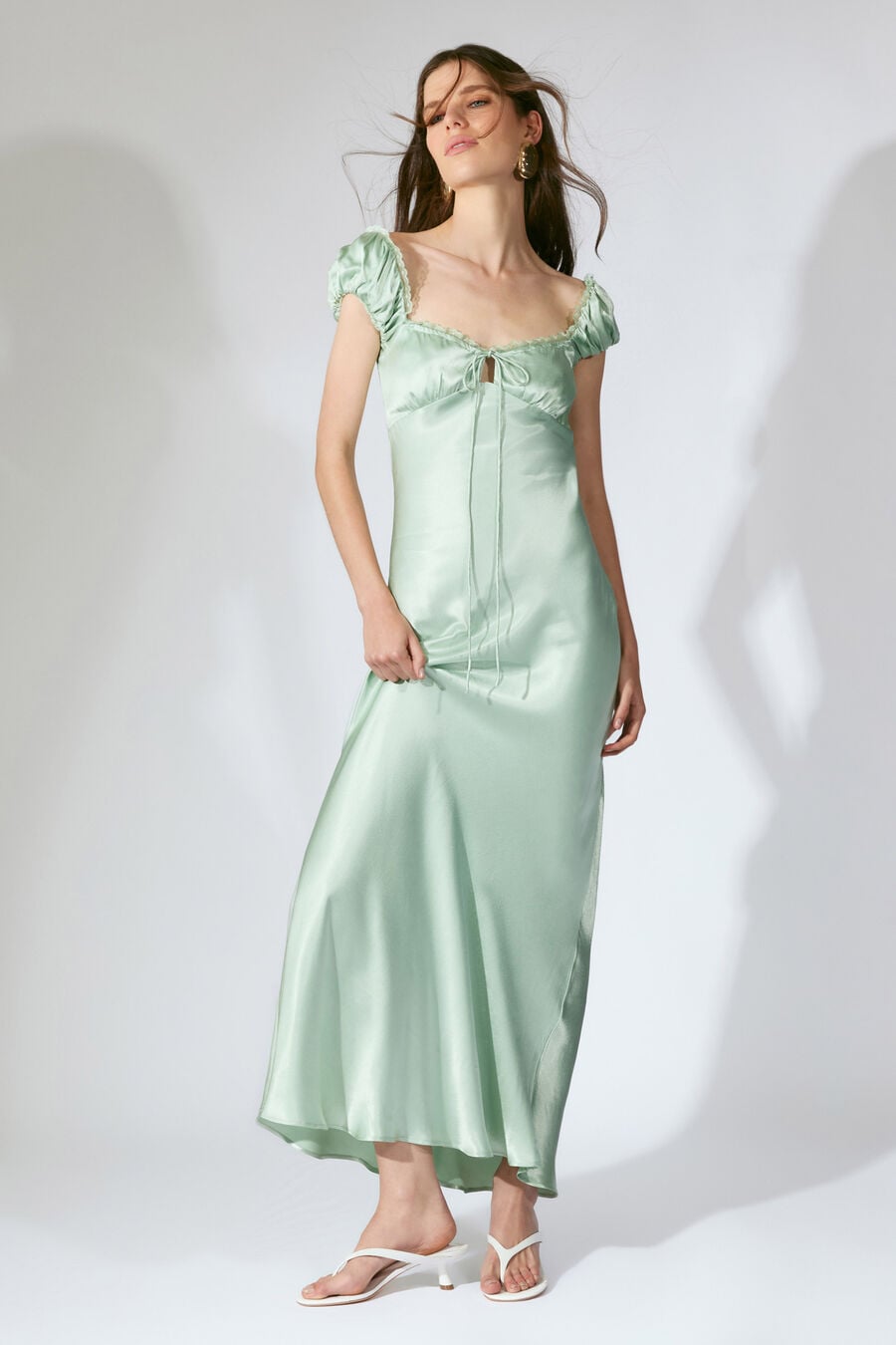 Stasia Satin Maxi Slip Dress In Pistachio | Bardot Stasia Satin Maxi Slip Dress In Pistachio | Bardot