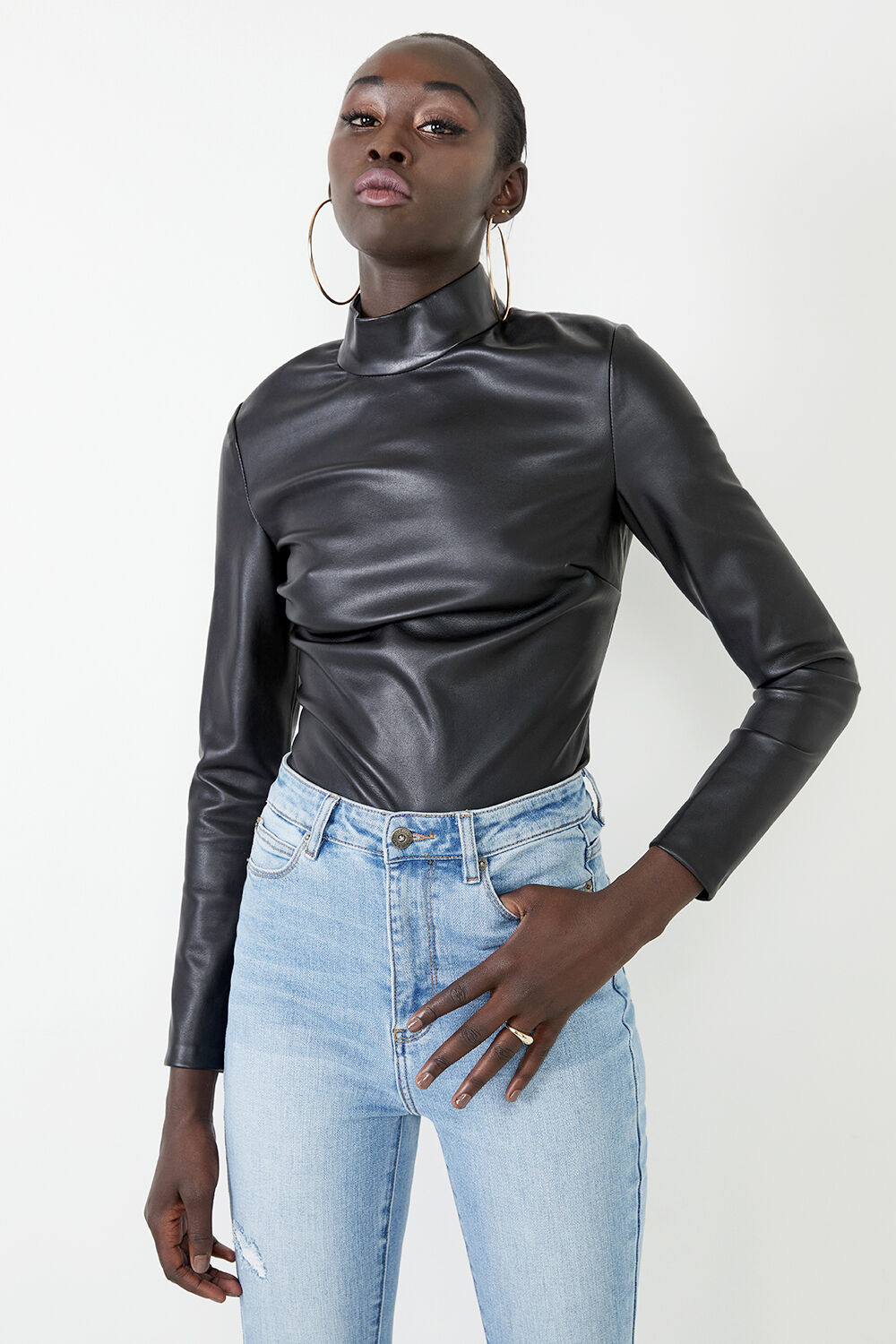 Long sleeve new arrivals leather top