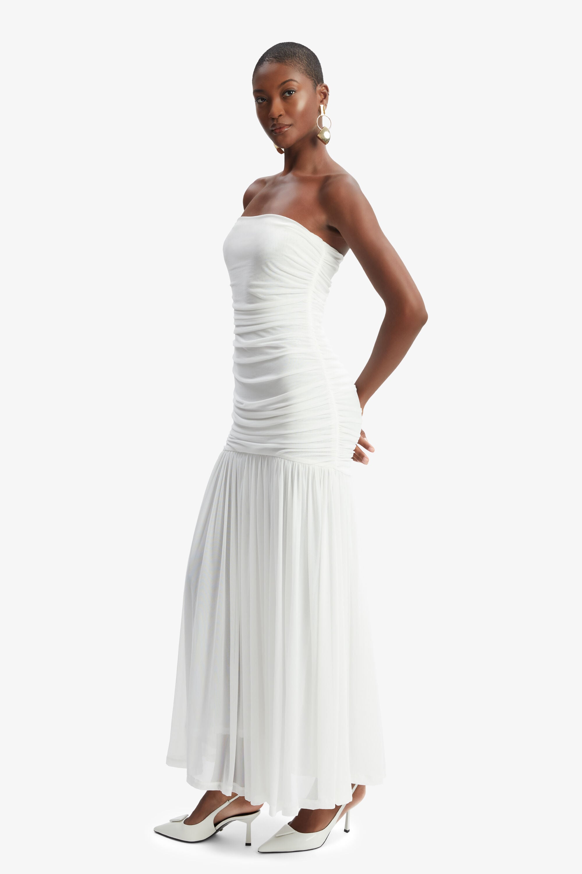 long sleeve elegant mermaid wedding dress Cotton Poplin Bardot Dress – Addison Bay® main image 1