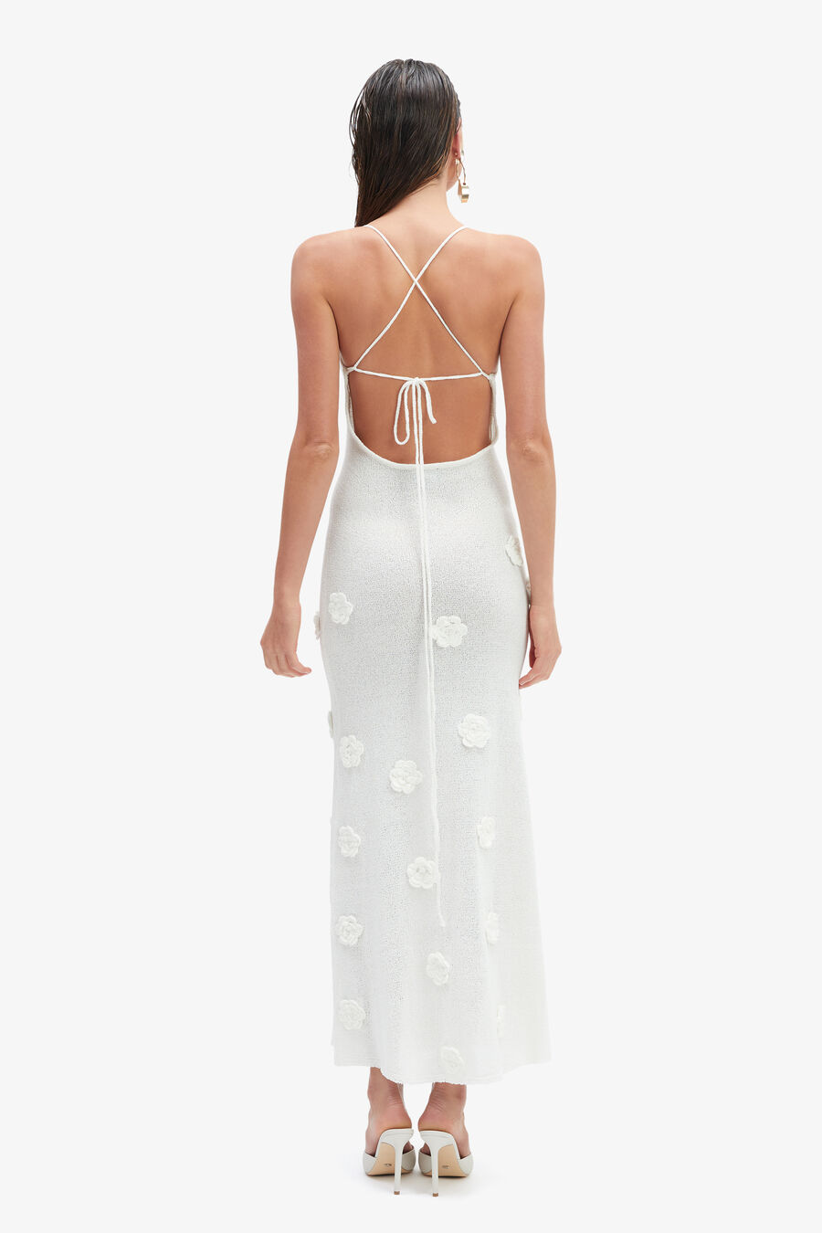BRODY HALTER KNIT DRESS in colour IVORY
