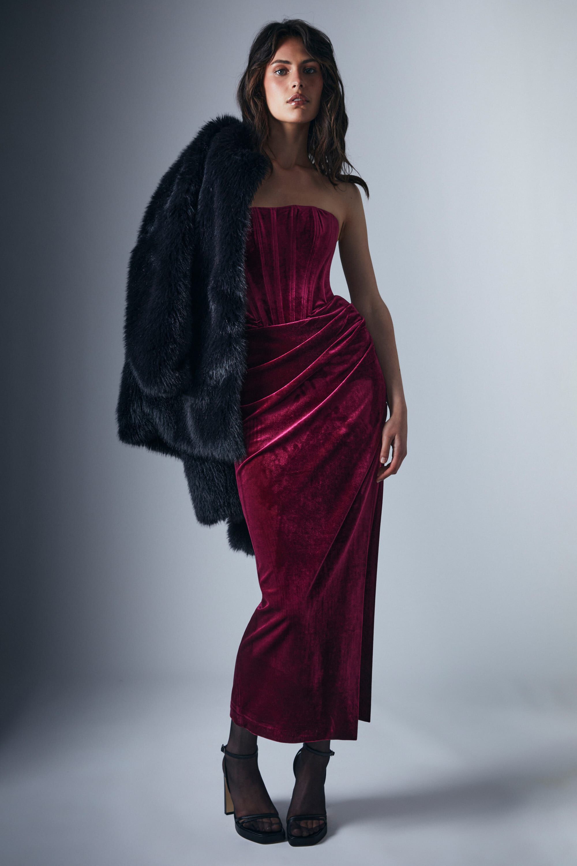 Bardot velvet midi dress on sale