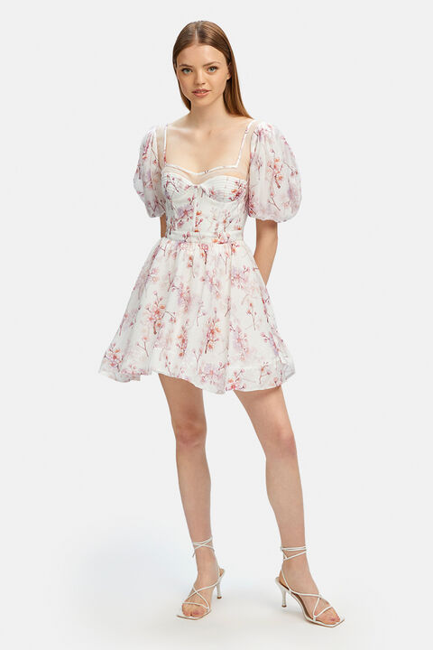 GRACIOUS FLORAL MINI DRESS in colour BLOSSOM