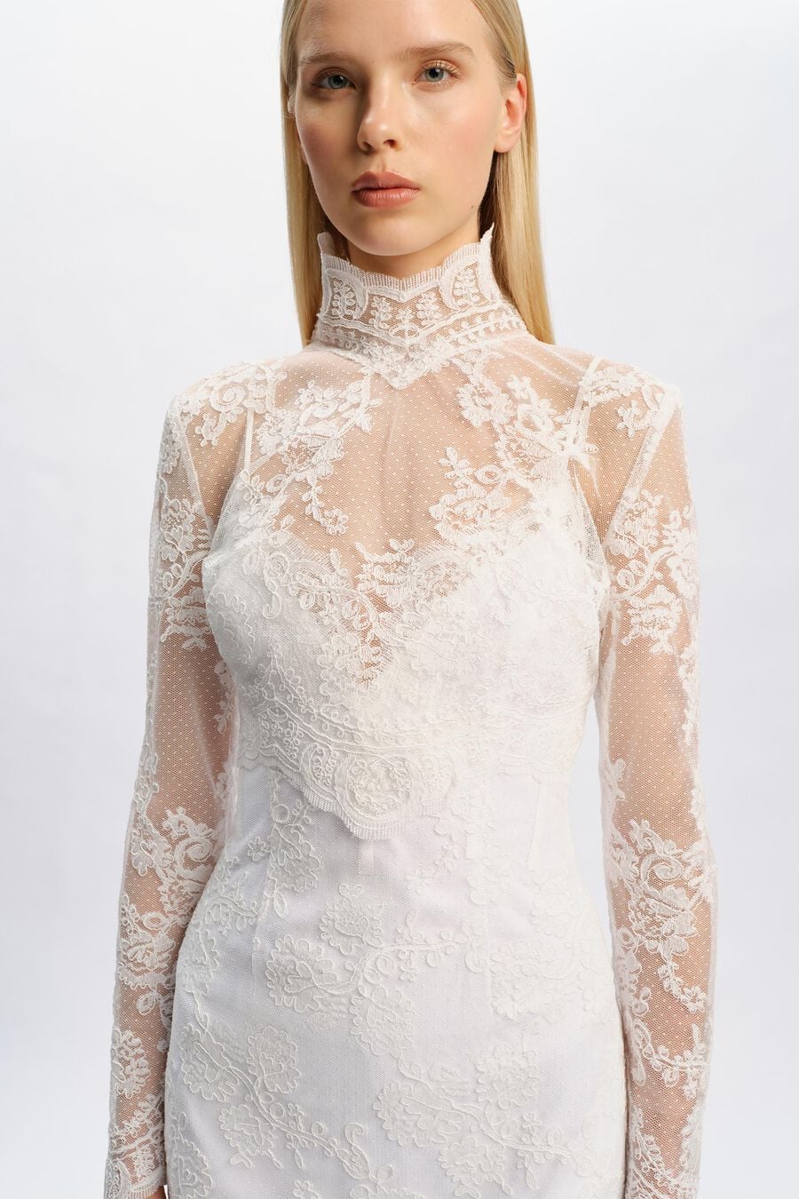 GRACE SHEER LACE TOP in colour Orchid White